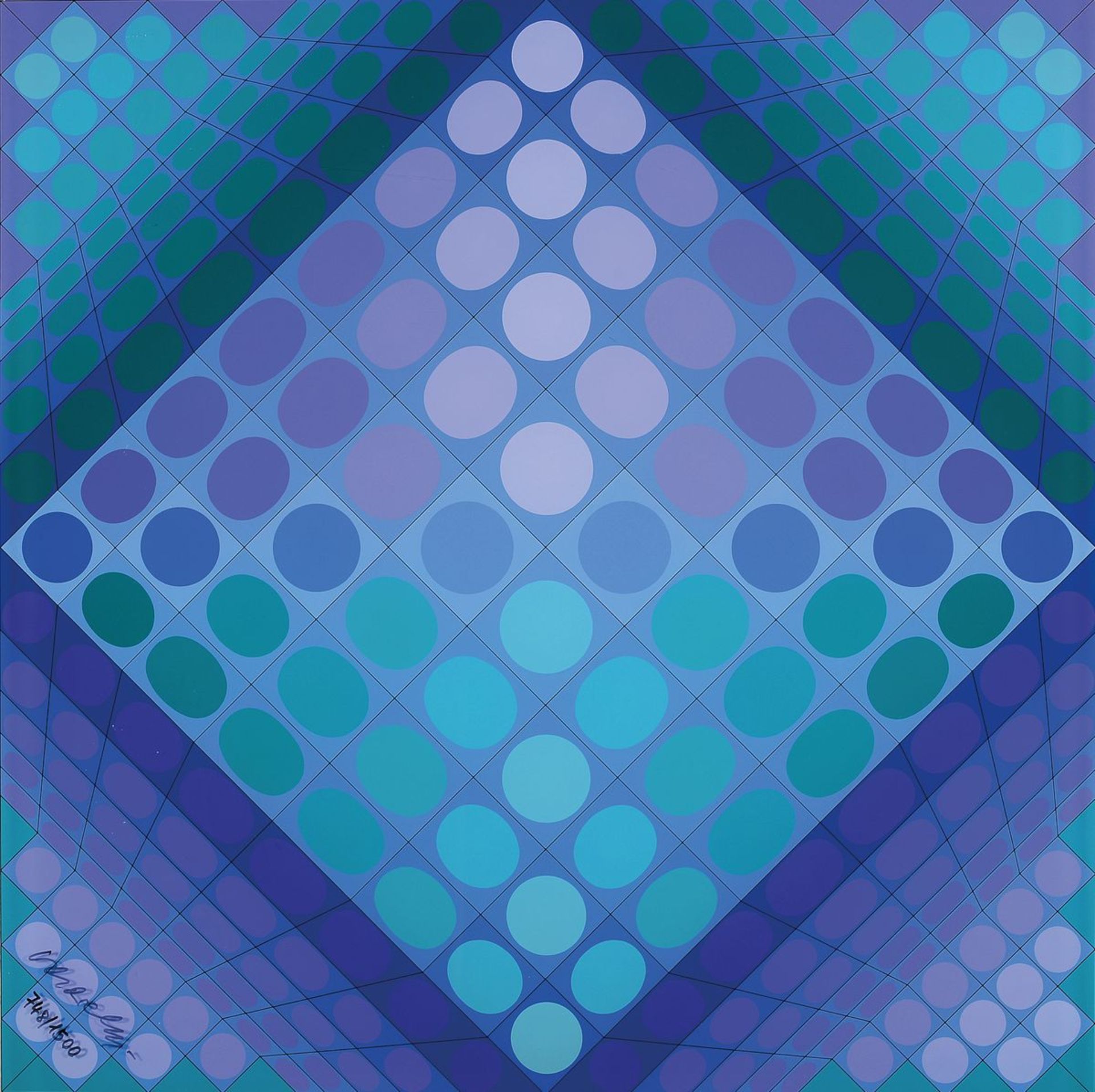 Victor Vasarely, 1906- 1997, Schachbrett, Farbserigraphie auf Acrylplatte, num. 748/1500,