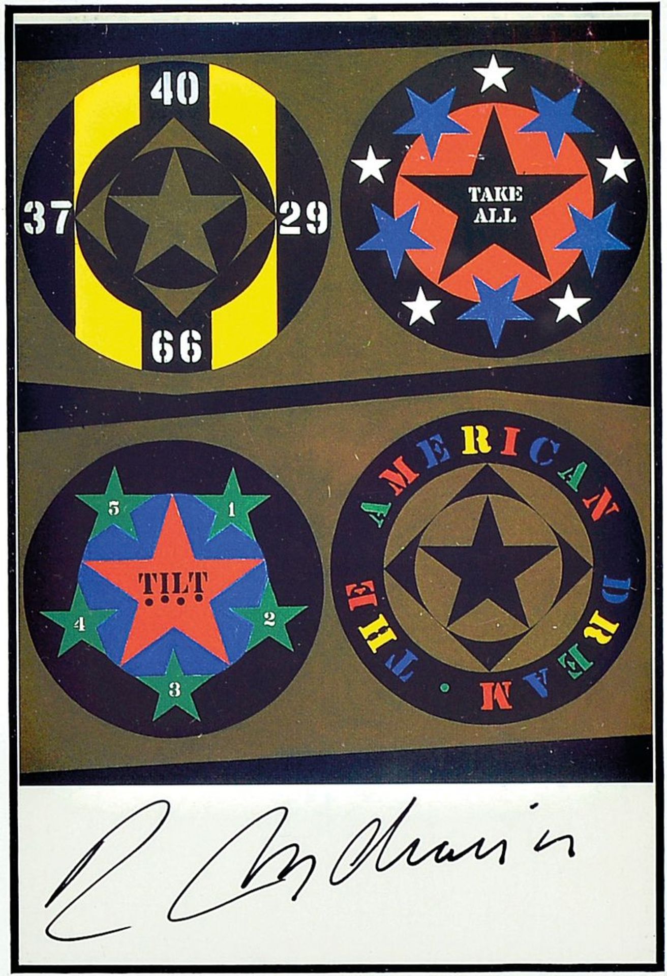 Robert Indiana, geb. 1928, Farbserigraphie, sign., unter Glas gerahmt, Motiv ca. 15x10 cm, gesamt