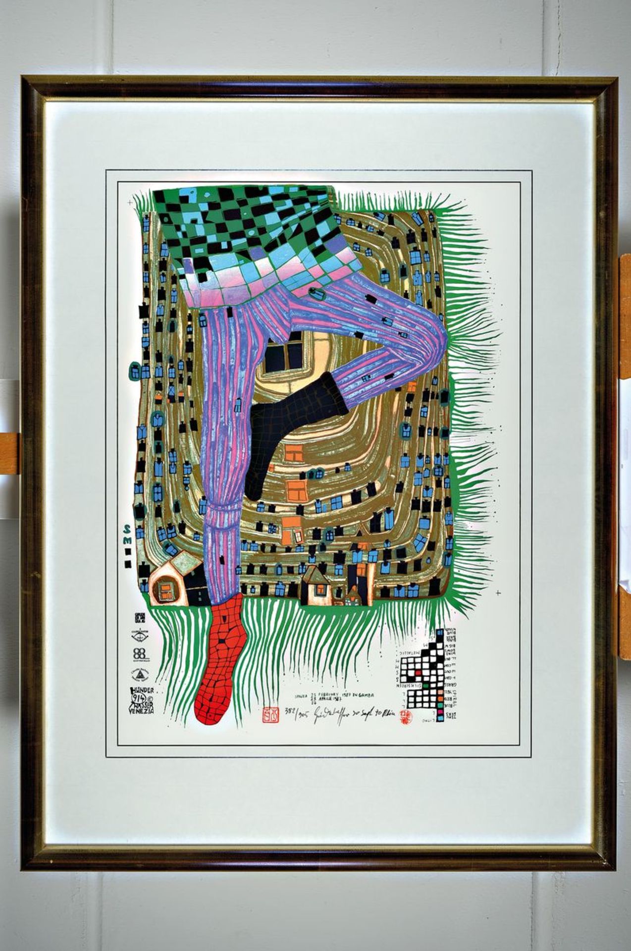 Friedensreich Hundertwasser, 1928-2000, In Gamba, Farbserigraphie, handsigniert und num. 382/905, - Image 2 of 2