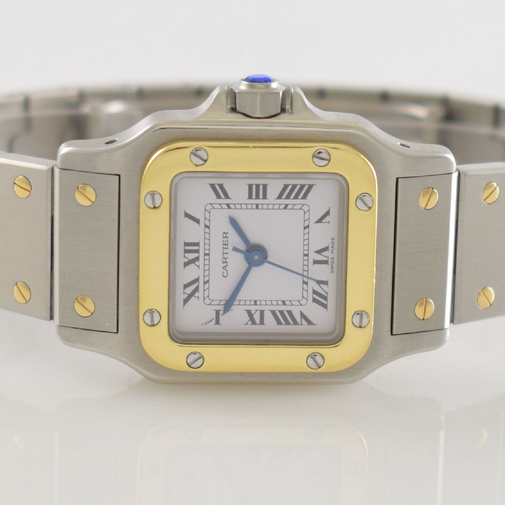 CARTIER Santos Damenarmbanduhr in Edelstahl & GG 750/000, Schweiz um 1990, Automatik, Boden 8-fach - Bild 2 aus 7