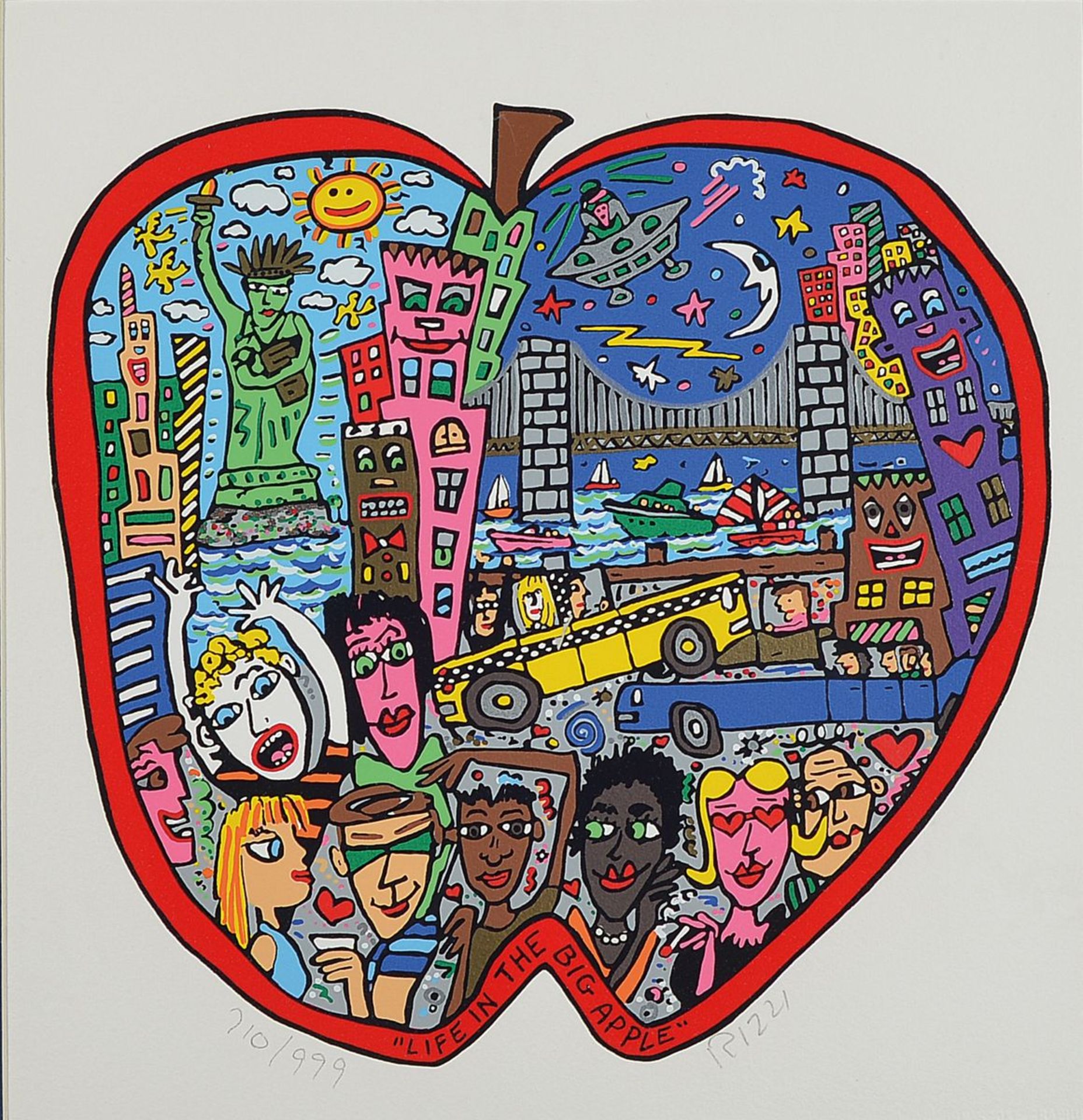 James Rizzi, 1950-2011 New York, Life in the big Apple, Farblithografie, handsign., num. 710/999,