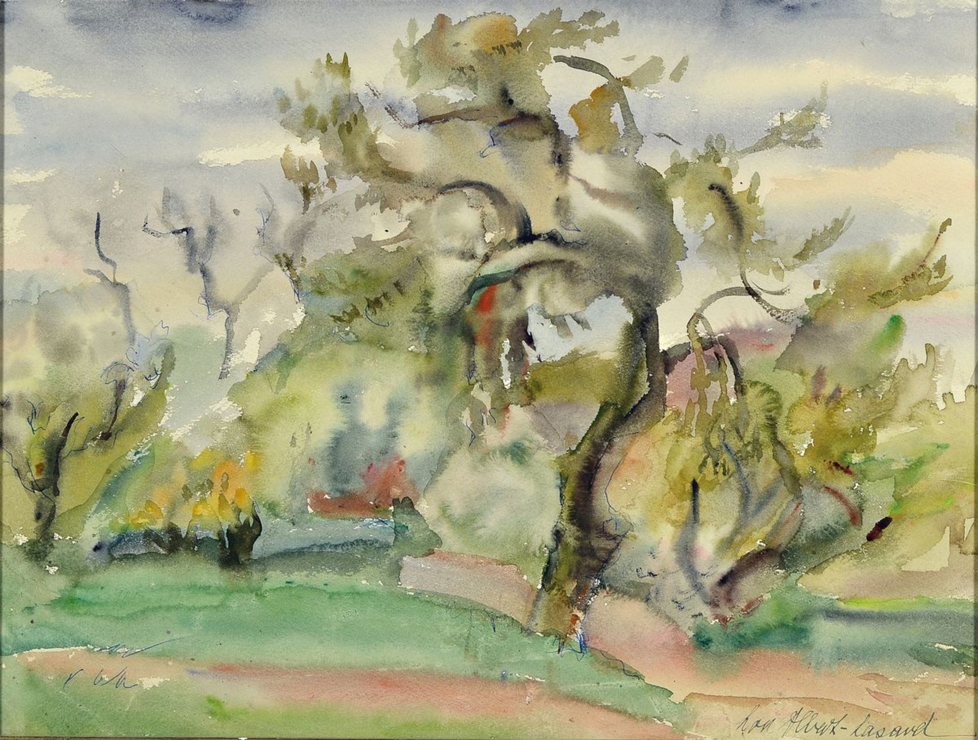 Loulou Albert-Lasard, 1885 Metz - 1969 Paris, südliche Landschaftsdarstellung, Aquarell/ Papier,