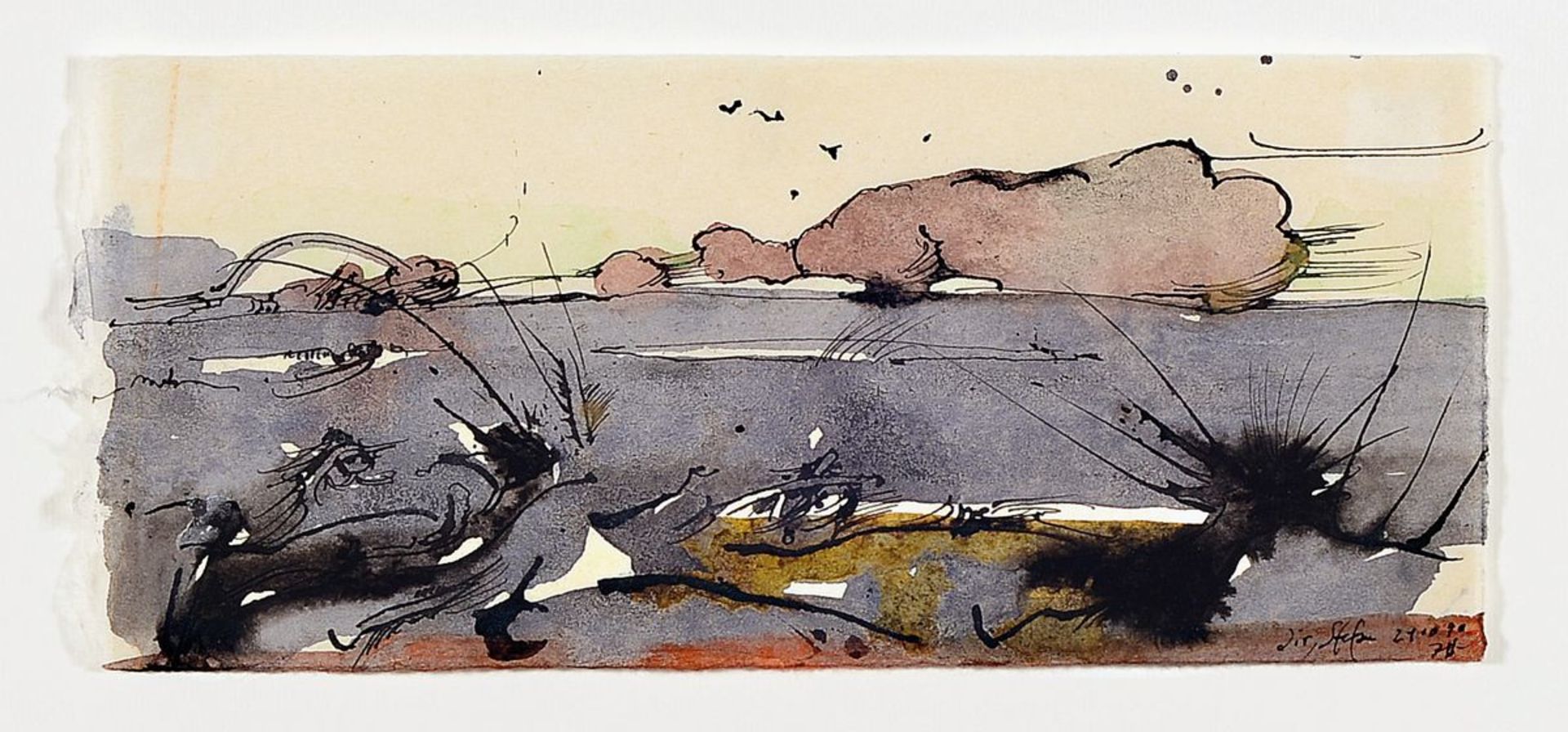 Horst Janssen, 1929 - 1995, Aquarell auf Japan-Bütten, aus der Folge "Bobethanien", rechts unten