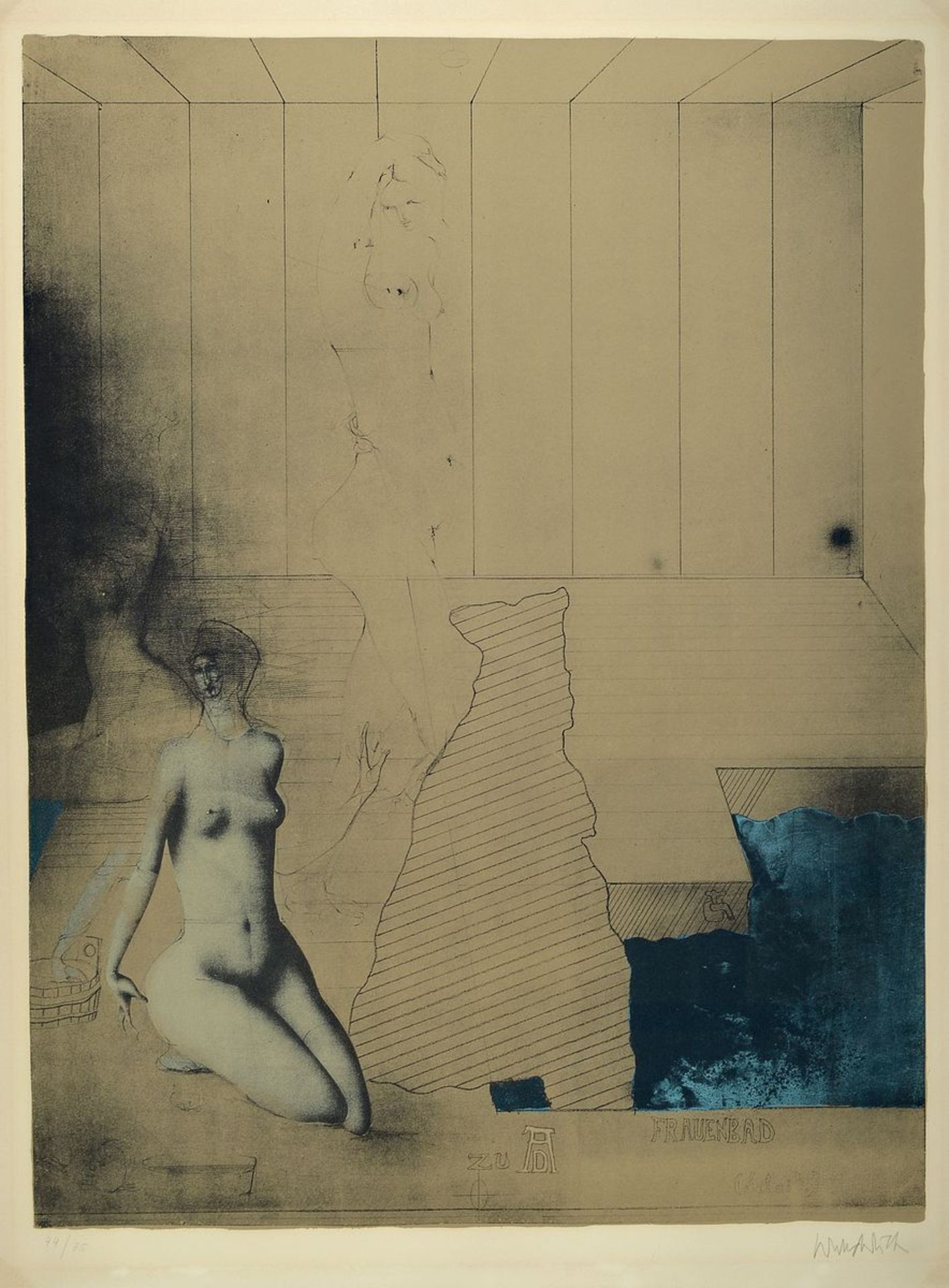 Paul Wunderlich, 1927-2010, Lithographie, So baden die Frauen in Bremen num. 44/75, handsigniert,