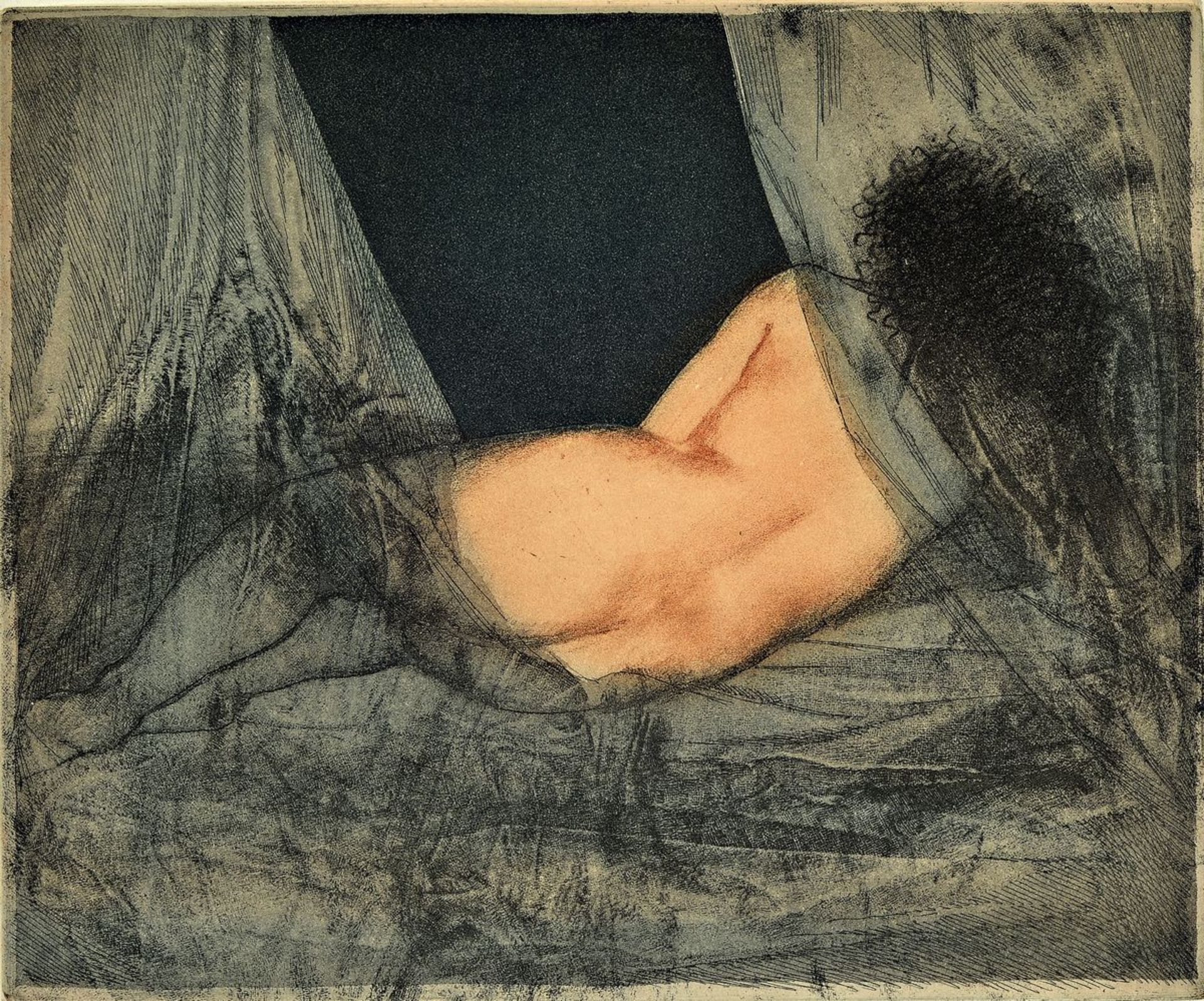 Ernst Fuchs, 1930-2015, liegender Rückenakt, Farbradierung, handsigniert und num. 76/100, ca. 17.