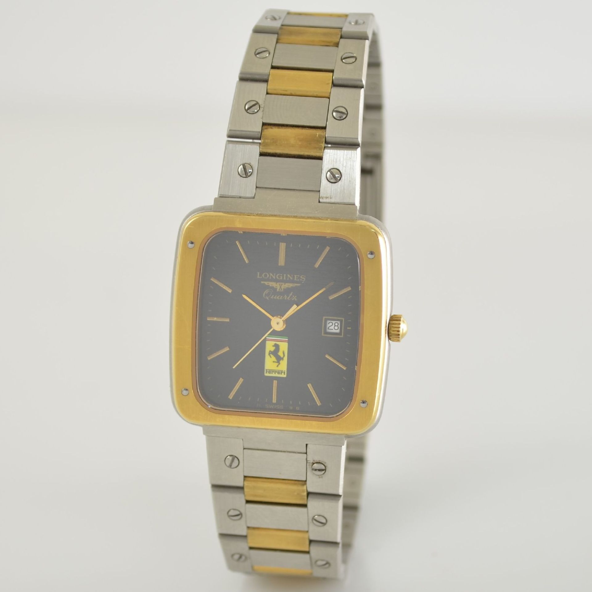 LONGINES/FERRARI Armbanduhr in Stahl/Gold, Schweiz um 1980, satiniertes Geh., von unten verschr. - Bild 3 aus 6