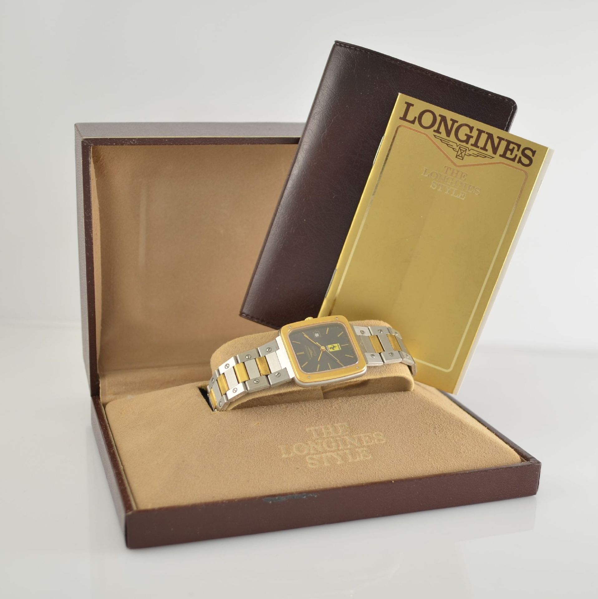 LONGINES/FERRARI Armbanduhr in Stahl/Gold, Schweiz um 1980, satiniertes Geh., von unten verschr. - Bild 6 aus 6