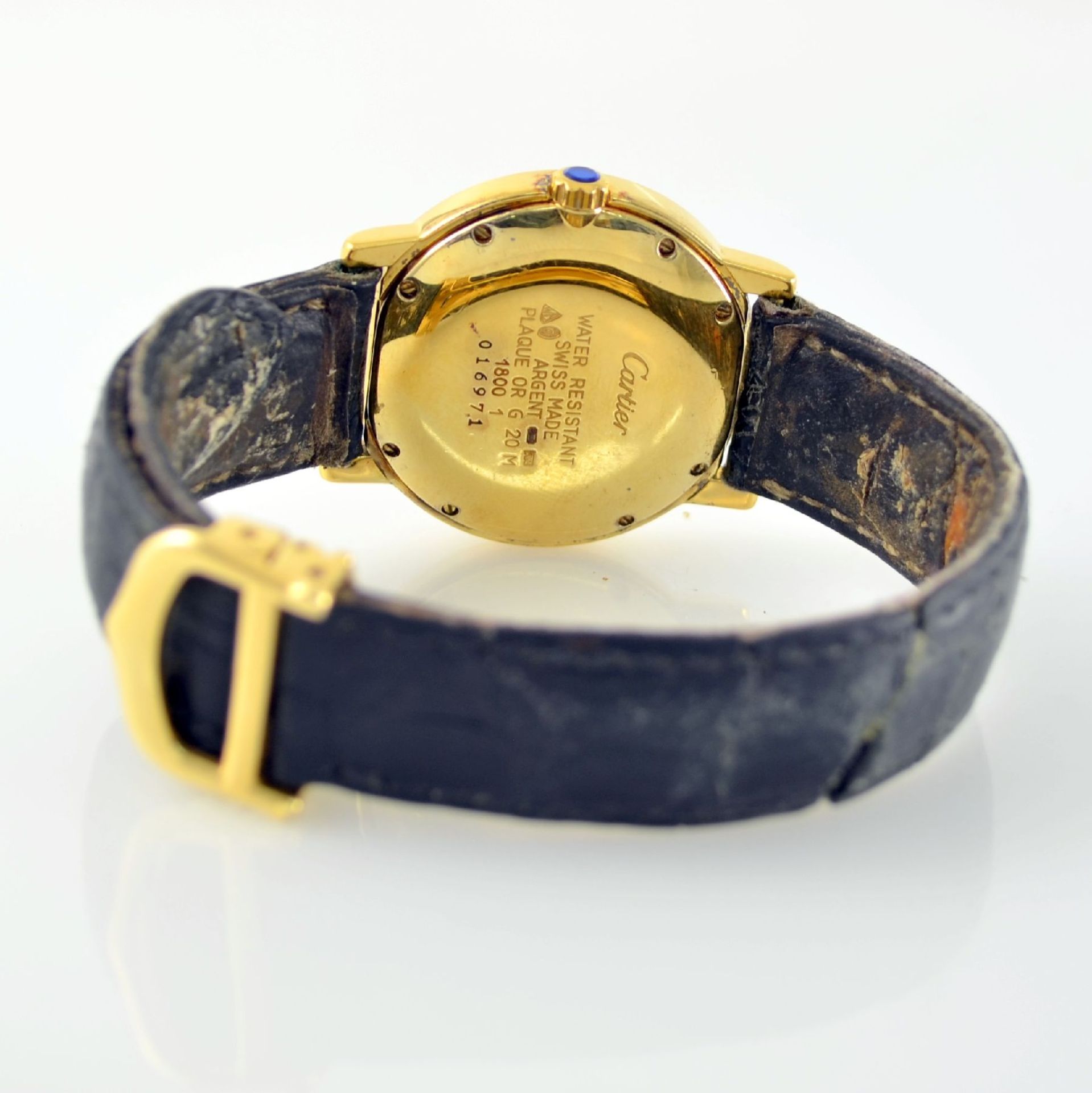 CARTIER Armbanduhr Ronde Solo, Ref. 1800, verg. Sterlingsilbergeh. inkl. Lederband (zu ern.) m. - Bild 4 aus 6