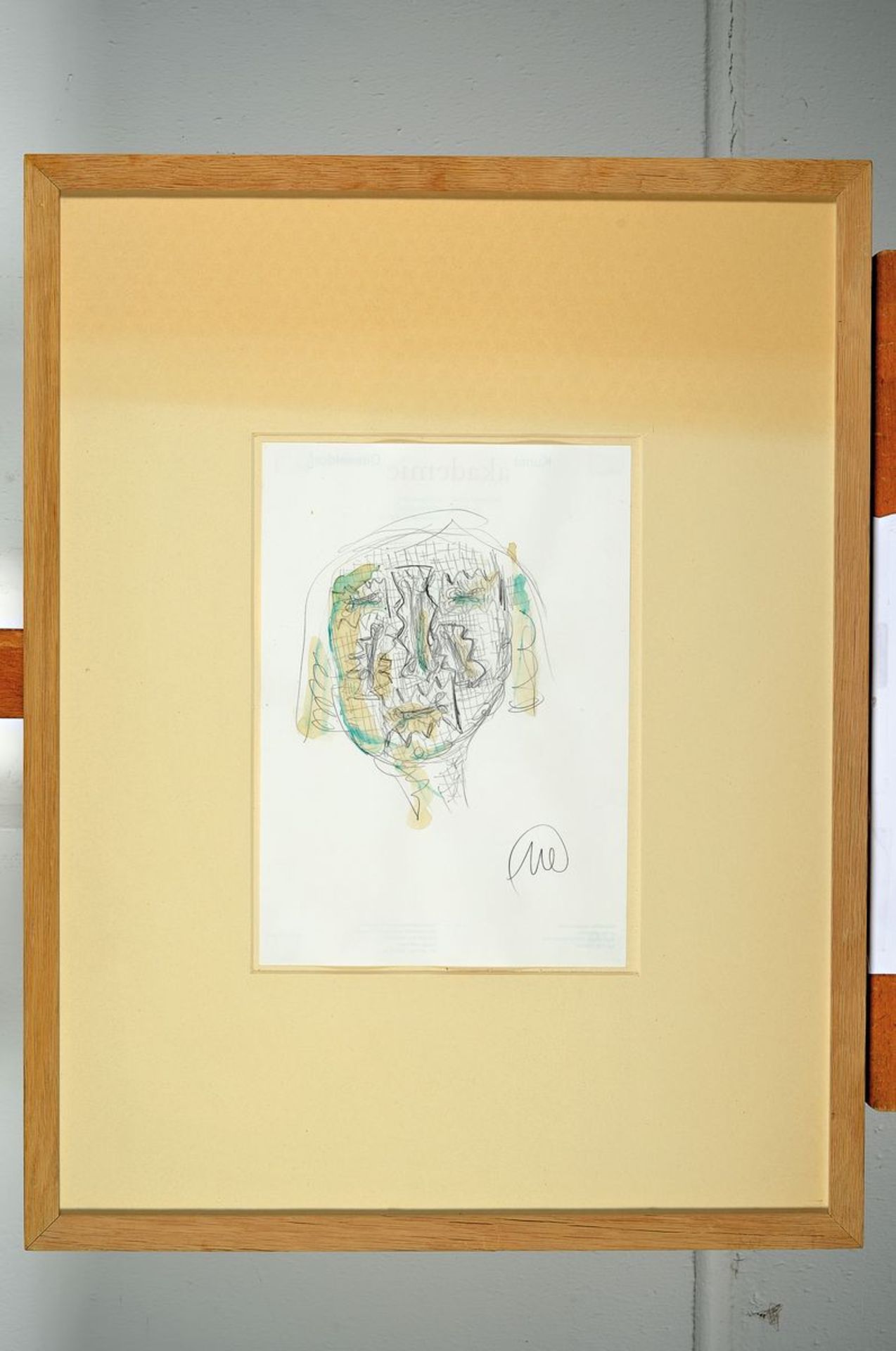 Markus Lüpertz, geb. 1941, Aquarell und Zeichnung, "abstraktes Gesicht", handsigniert, Blattgröße 30 - Bild 3 aus 3