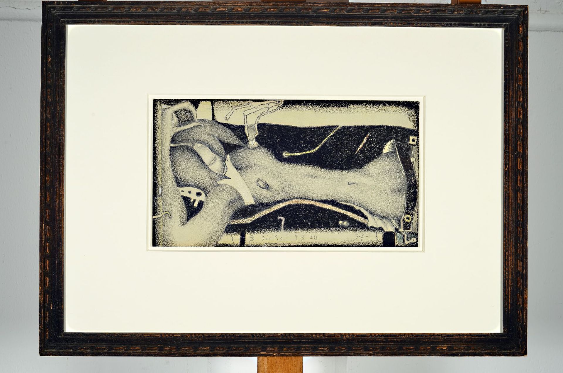 Horst Janssen,1929-1995, erotische Aktzeichnung, Bleistift und Kreide auf dickem Velin,