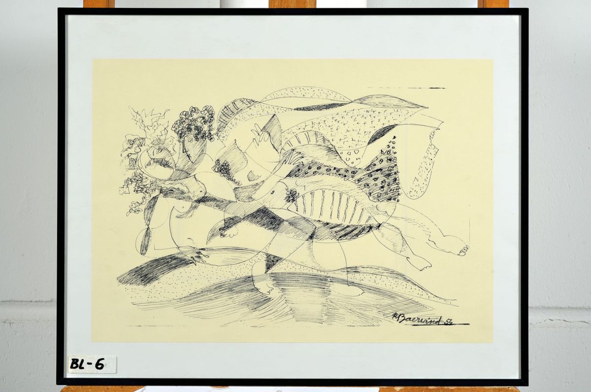 Rudi Baerwind, 1910 Mannheim - 1982, Bleistiftzeichnung auf Paper, abstr. Komposition, signiert, ca. - Image 2 of 2