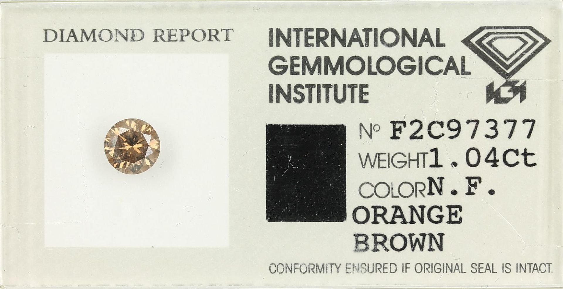 Loser Brillant 1.04 ct, natural fancy orange brown, IGI Expertise v. 1995 Schätzpreis: 2400, -