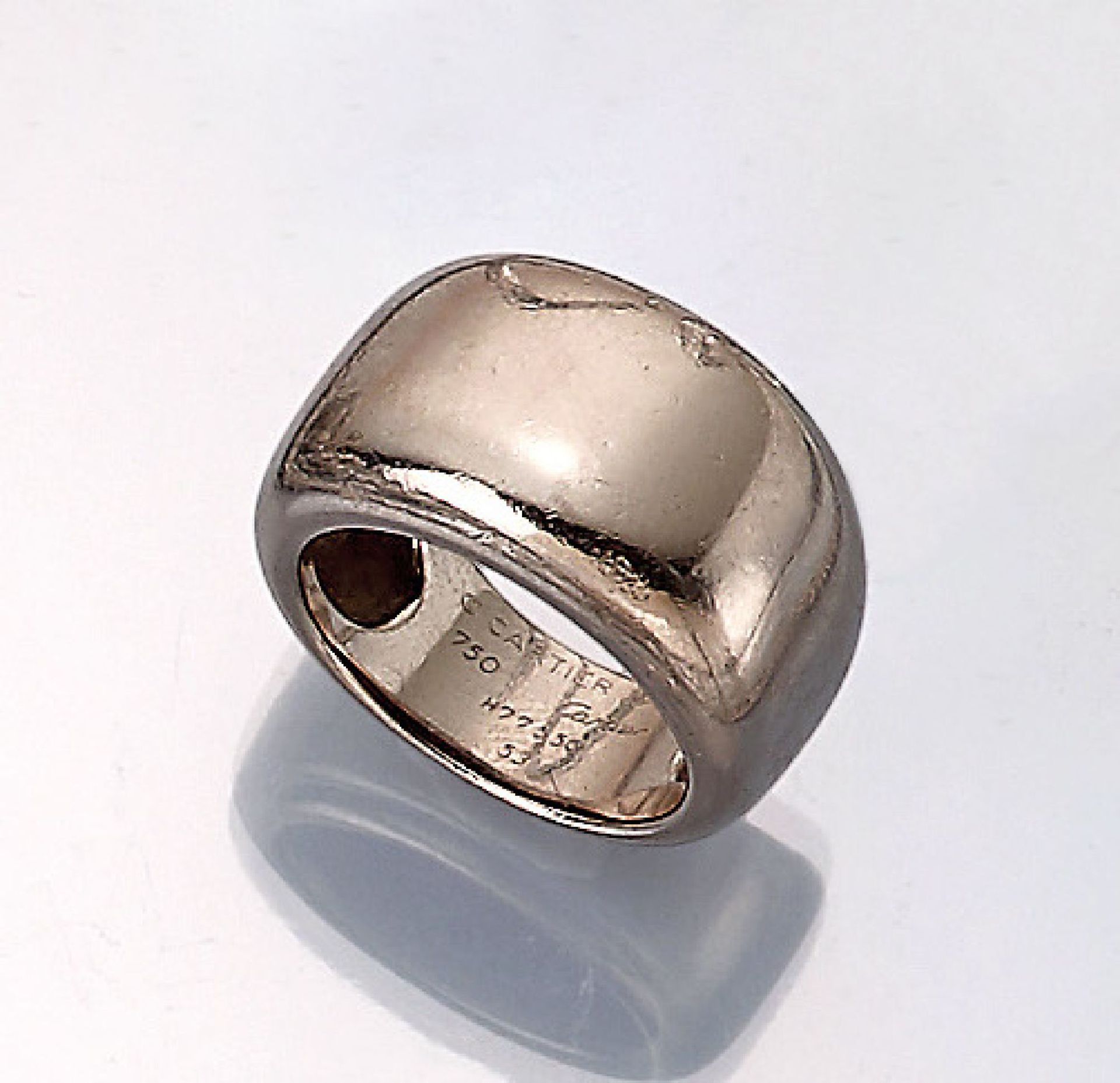 18 kt Gold CARTIER Ring "Vogue", WG 750/000, glatte, zeitlose Form, sign. Cartier 1997, RW 53, ca.