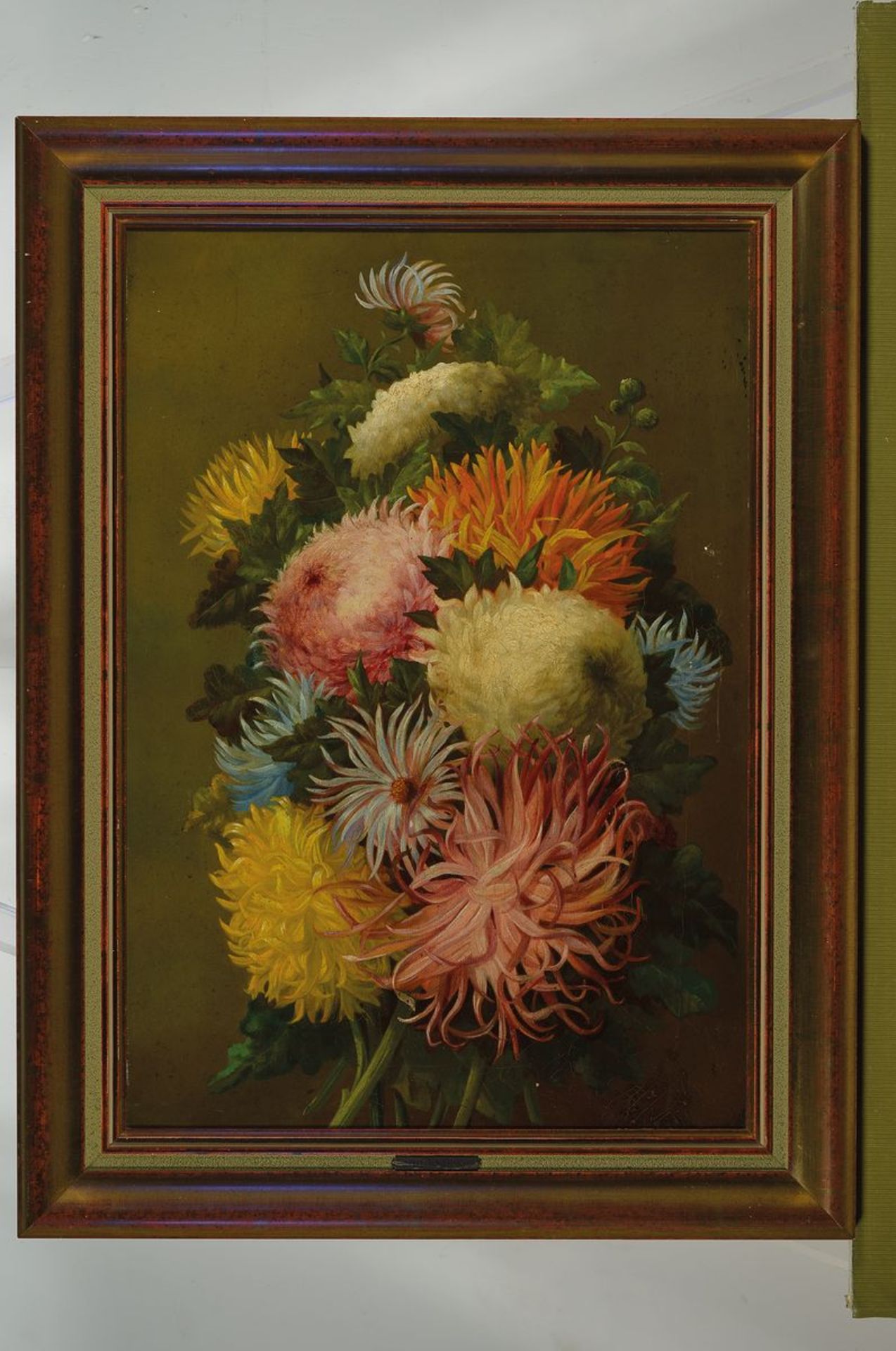 Englischer Künstler, Mitte 19. Jh., üppiges Blumenstillleben, Öl/Lwd., Chrysanthemen, sehr schöne - Image 2 of 2