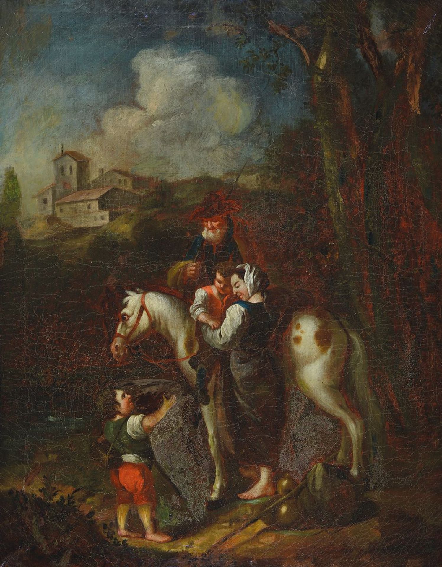 Unbekannter Künstler, Italien, um 1760-1780, die Heilige Familie und Johannes bei einer Rast,