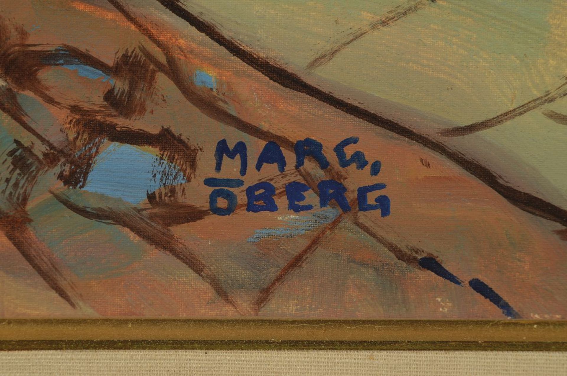 Marg Oberg, 1881-1964, Schweden, Ansicht aus Ockero, einer Insel in Südschweden, Öl/Lwd, sign., - Bild 2 aus 3