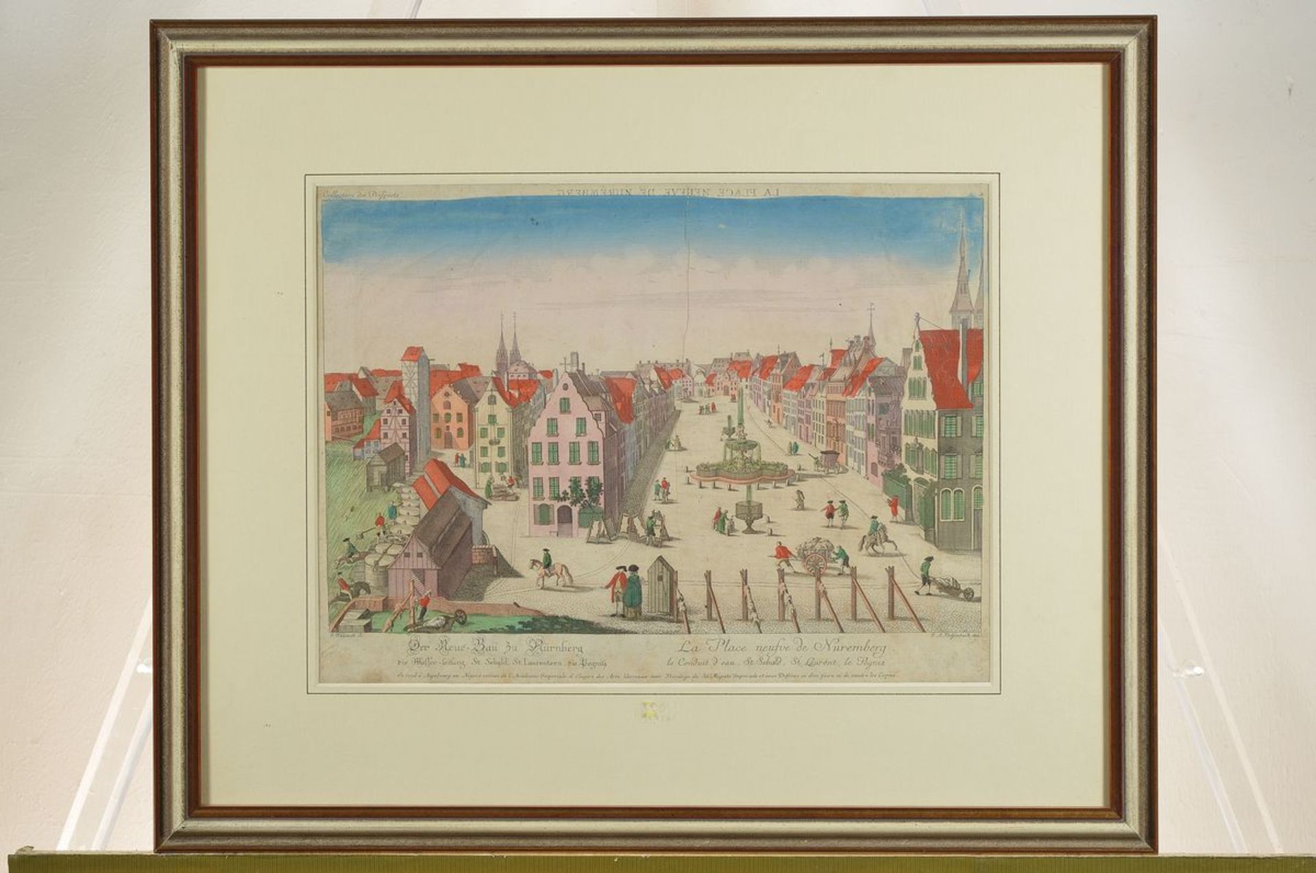 Zwei Guckkastenbilder mit Ansichten von Nürnberg, 18. Jh., 1x La place Neuve de Nuremberg, 1x La - Bild 4 aus 4