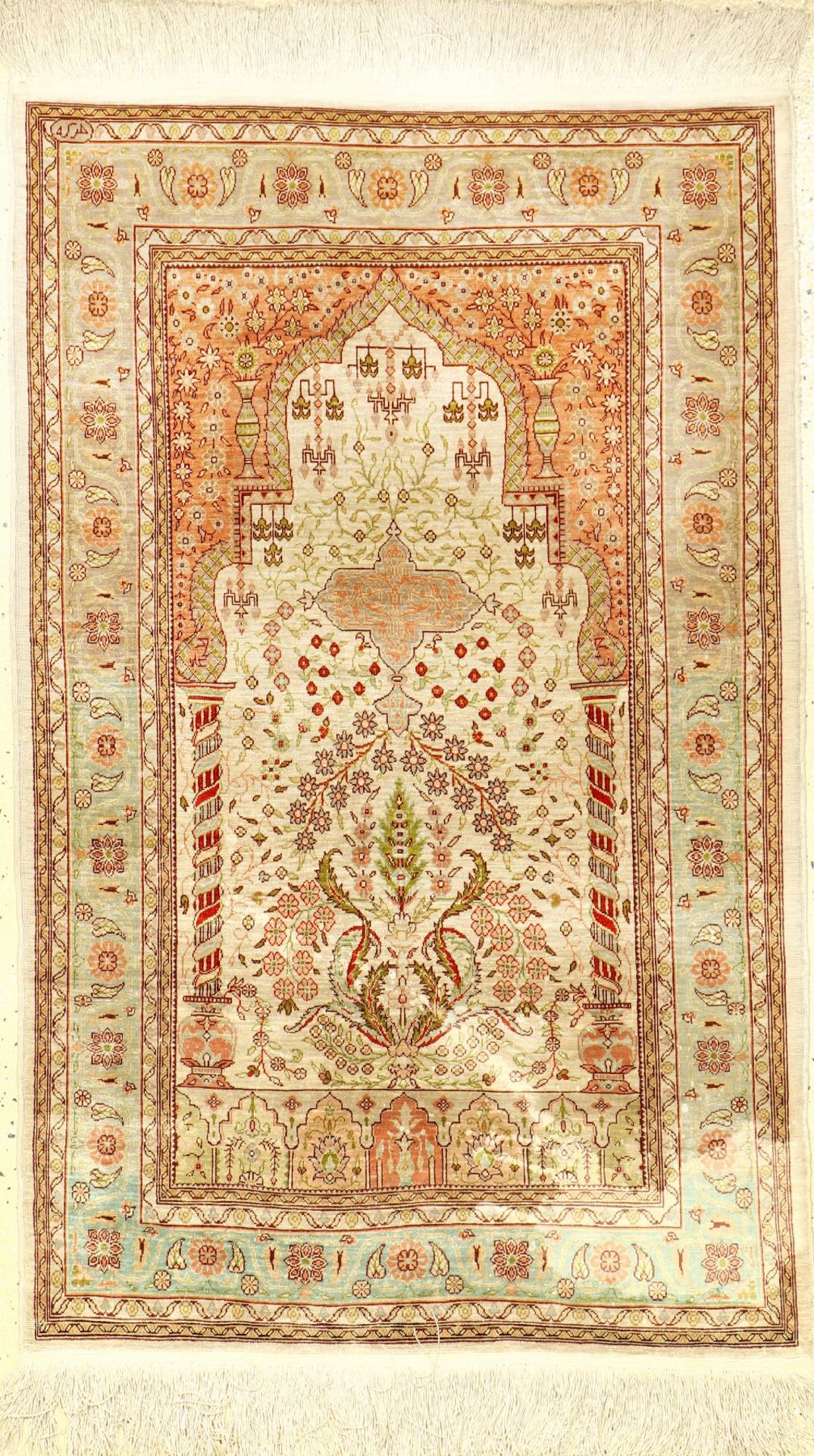 Seiden Hereke alt (Signiert), Türkei, um 1960, reine Naturseide, ca. 114 x 70 cm, EHZ: 3-4Silk