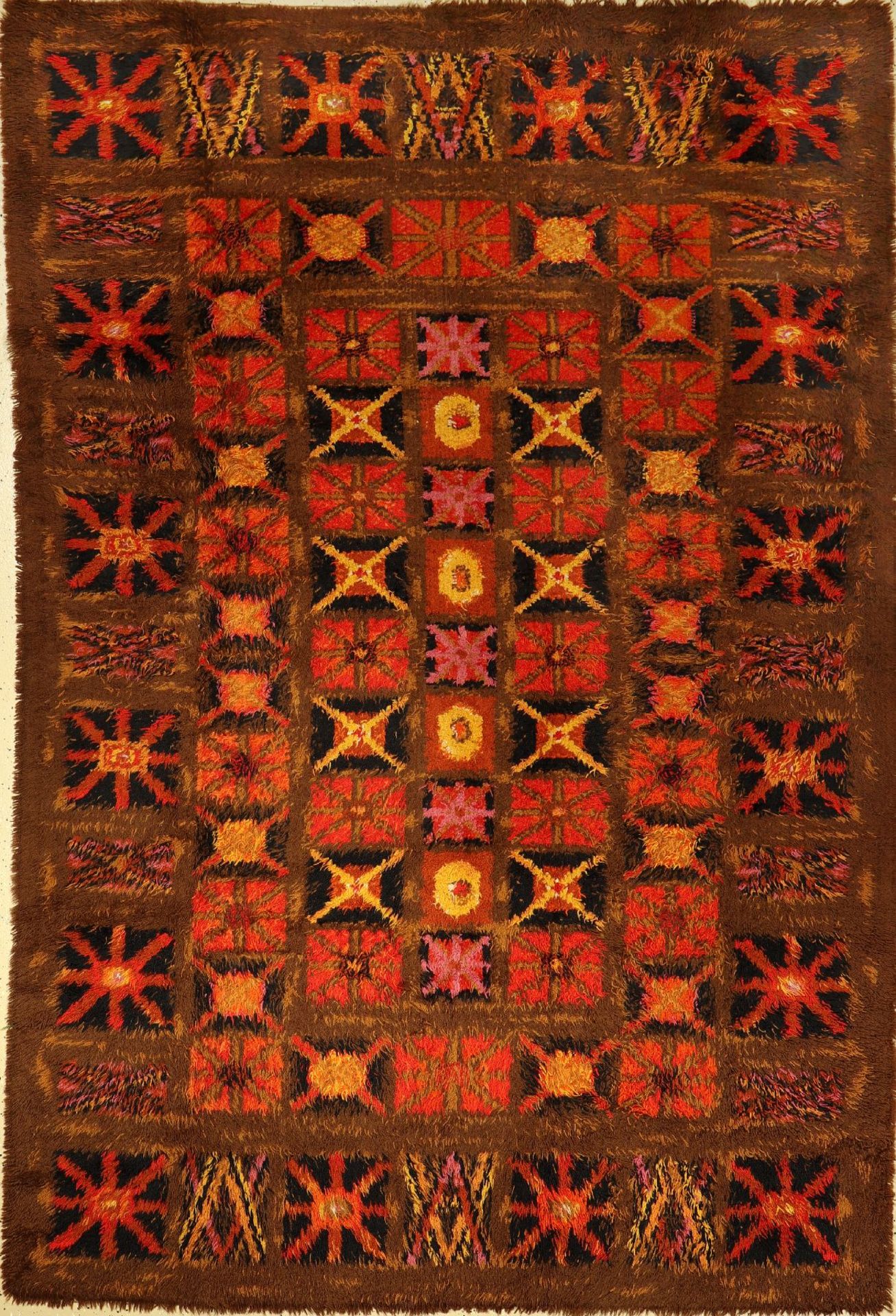 Hooked-Rug alt, Europa, um 1940, Wolle auf Wolle, ca. 294 x 200 cm, Dekorativ, EHZ: 2. Art-