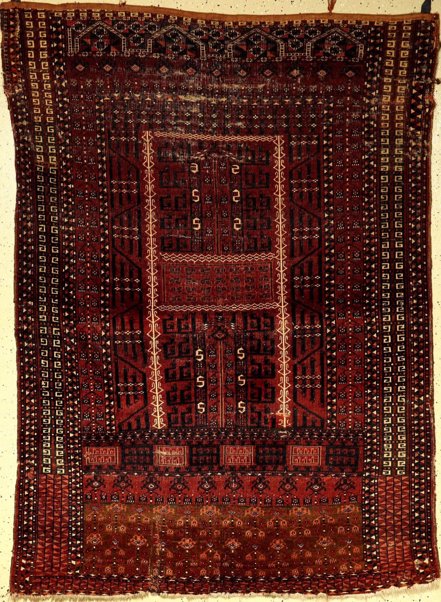 Saryk Engsi antik, Turkmenistan, 19.Jhd., Wolle auf Wolle, ca. 192 x 140 cm, EHZ: 5Saryk Engsi