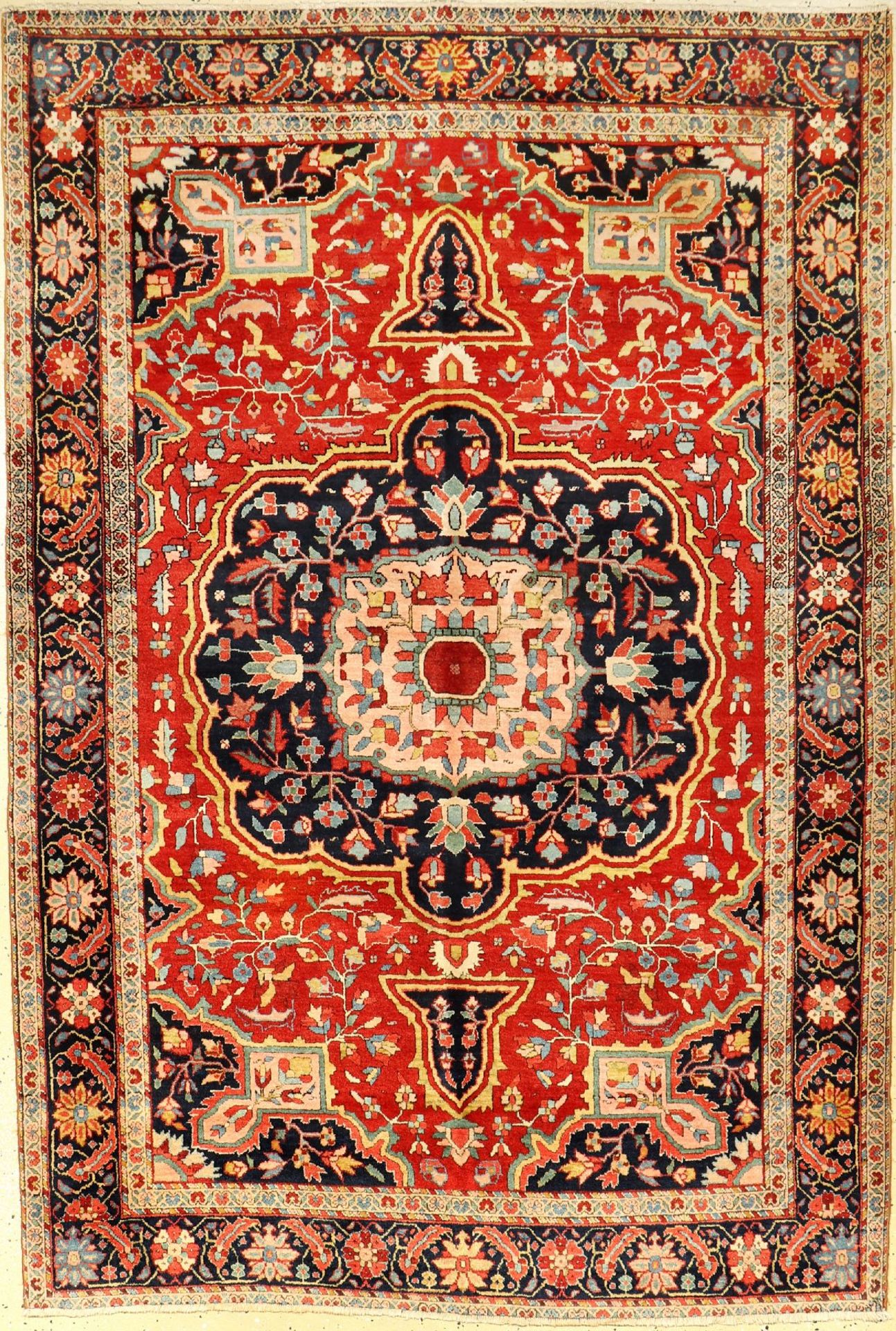 Farahan antik, Persien, um 1900, Wolle auf Baumwolle, ca. 196 x 133 cm, sehr gute Naturfarben,