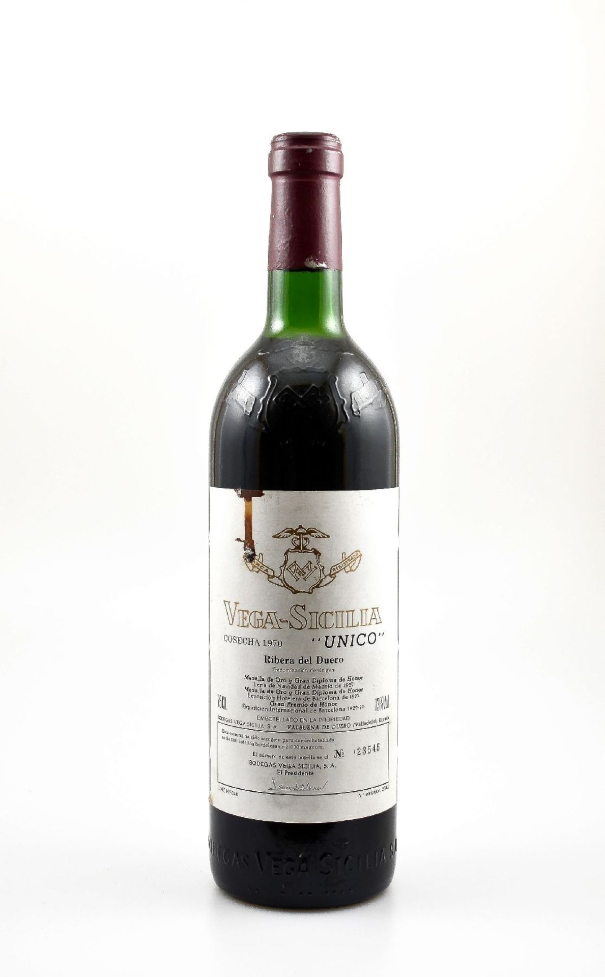 1 bottle of 1970 Vega-Sicilia Unico, Ribera del Duero, approx 75 cl, 13,5 % Vol., filling level :