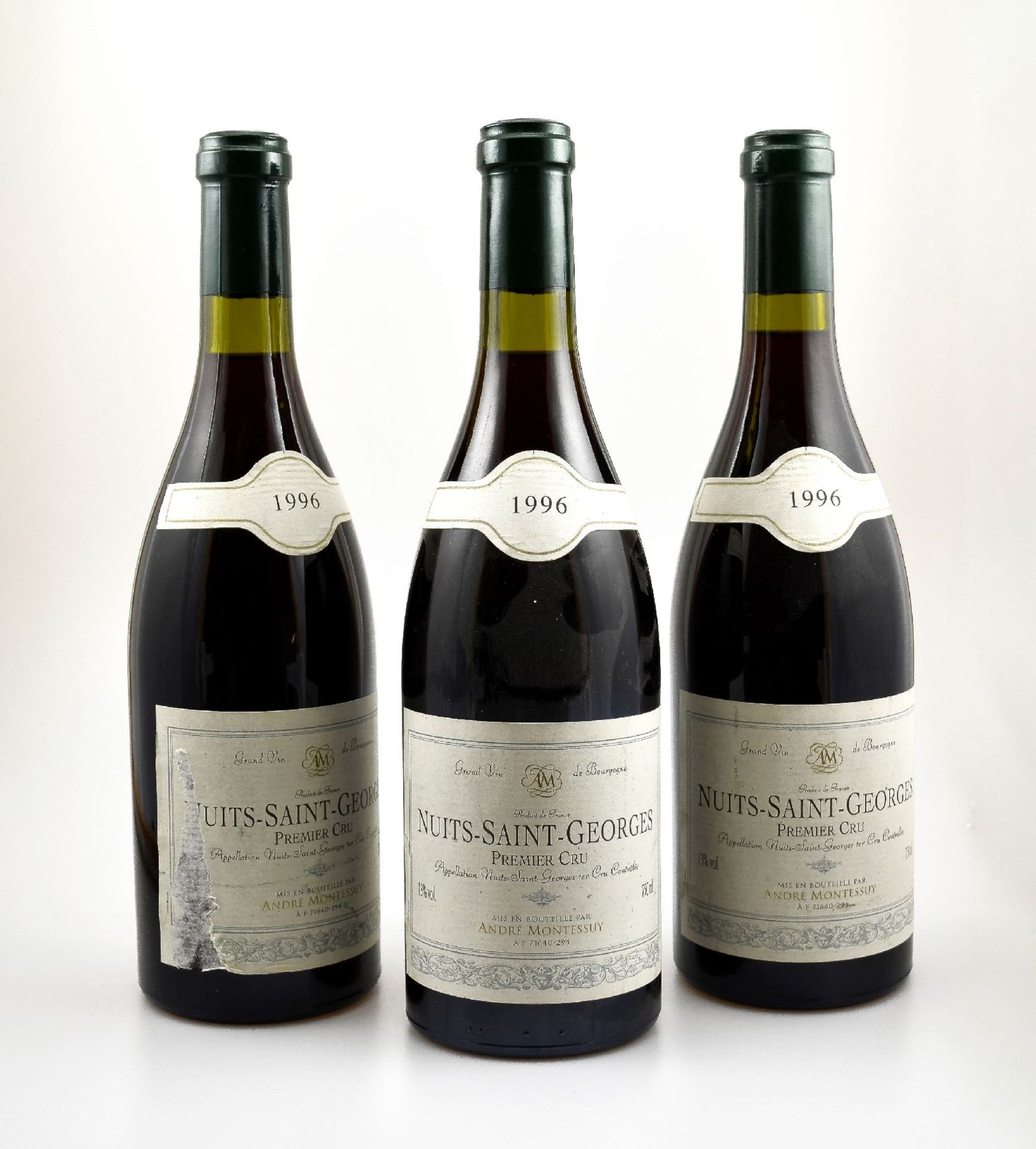 3 bottles of 1996 Nuits-Saint-Georges, Premier Cru, Andre Montessuy, each approx 75 cl, 13 % Vol.,