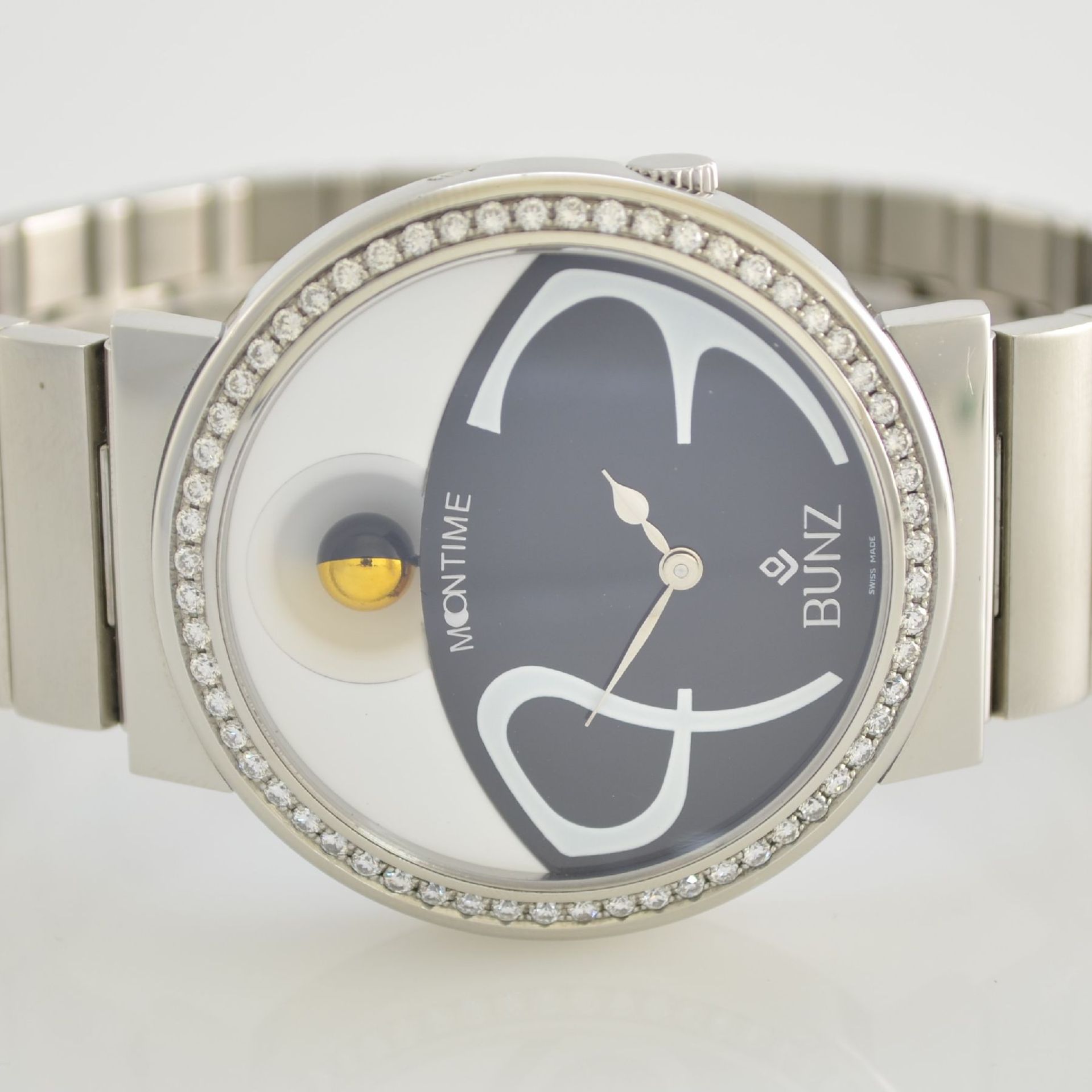 BUNZ Moontime unusual big ladies wristwatch with moon phase & diamonds, Switzerland around 2005, - Bild 2 aus 7