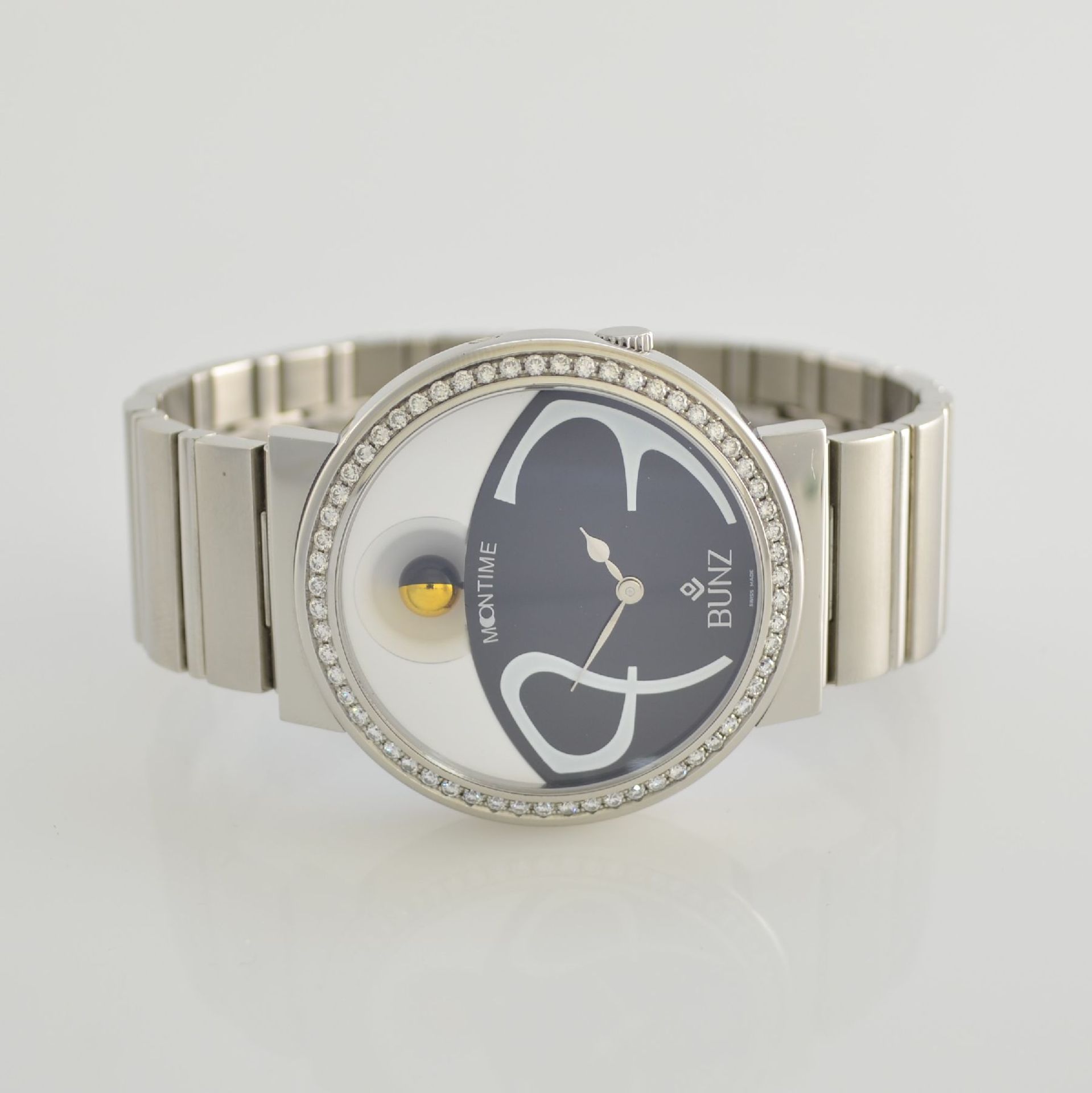 BUNZ Moontime unusual big ladies wristwatch with moon phase & diamonds, Switzerland around 2005,