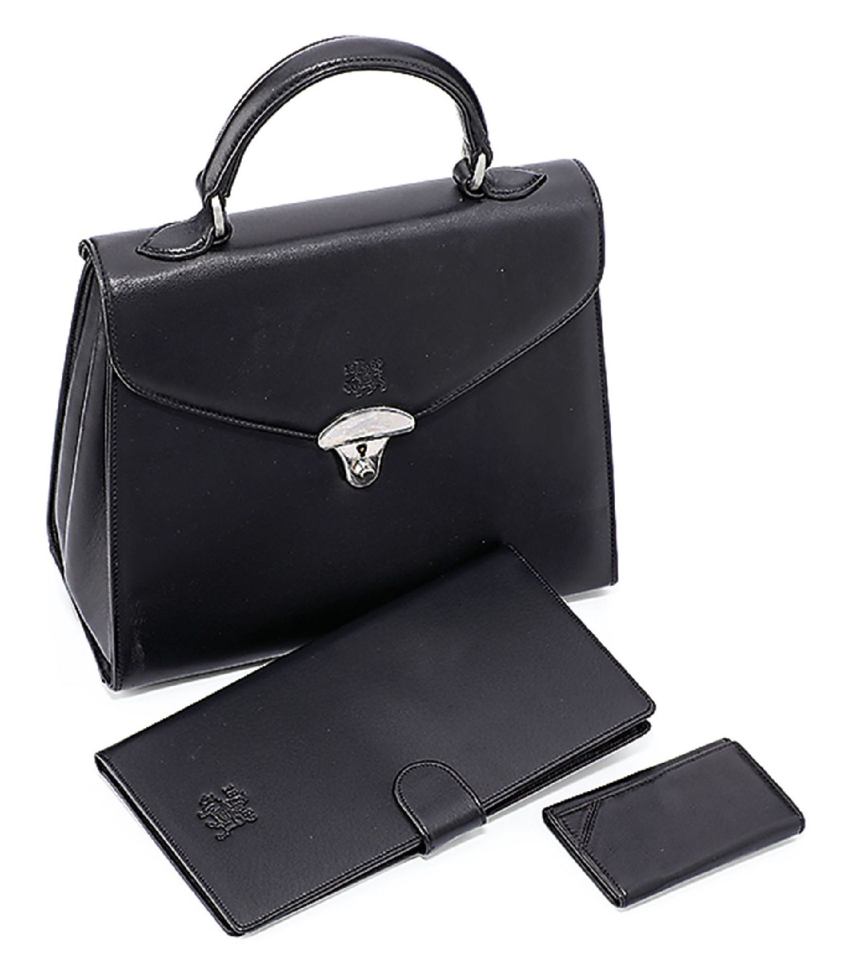 SEEGER handbag with key pouch and wallet , black, finest lamb nappa, inside 2-fold selected, zip