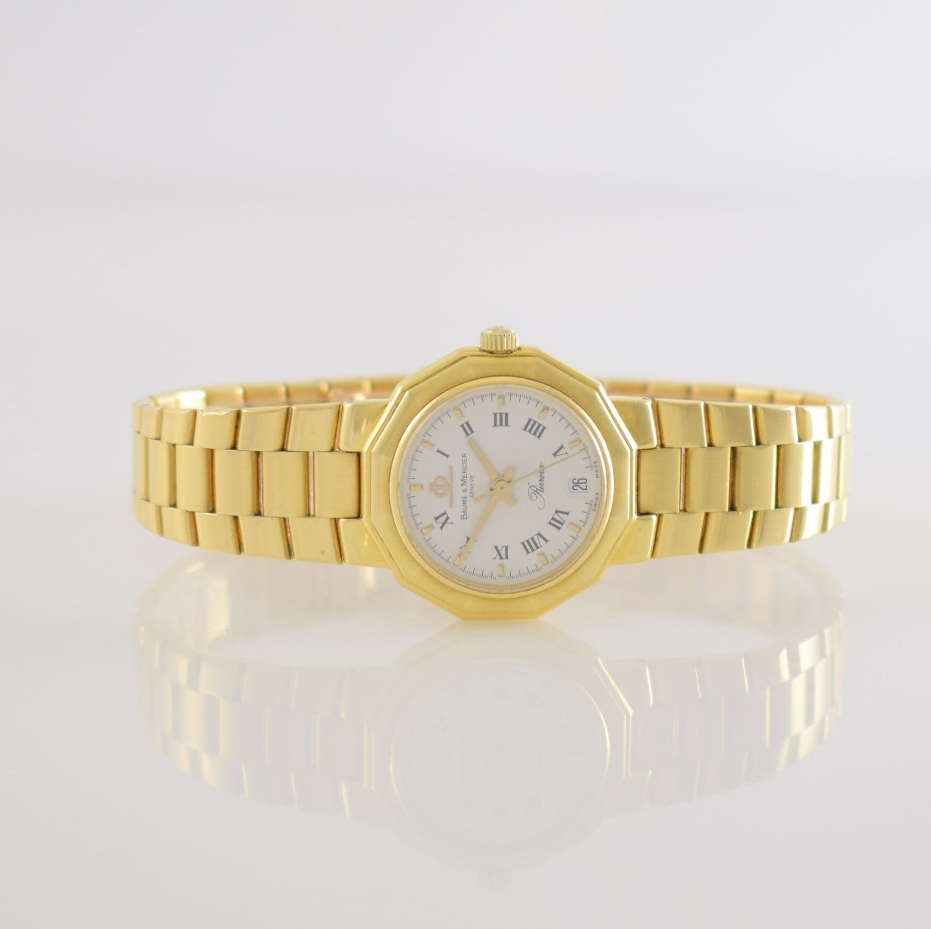 BAUME & MERCIER 18k yellow gold ladies wristwatch series Riviera, Switzerland around 1988, reference