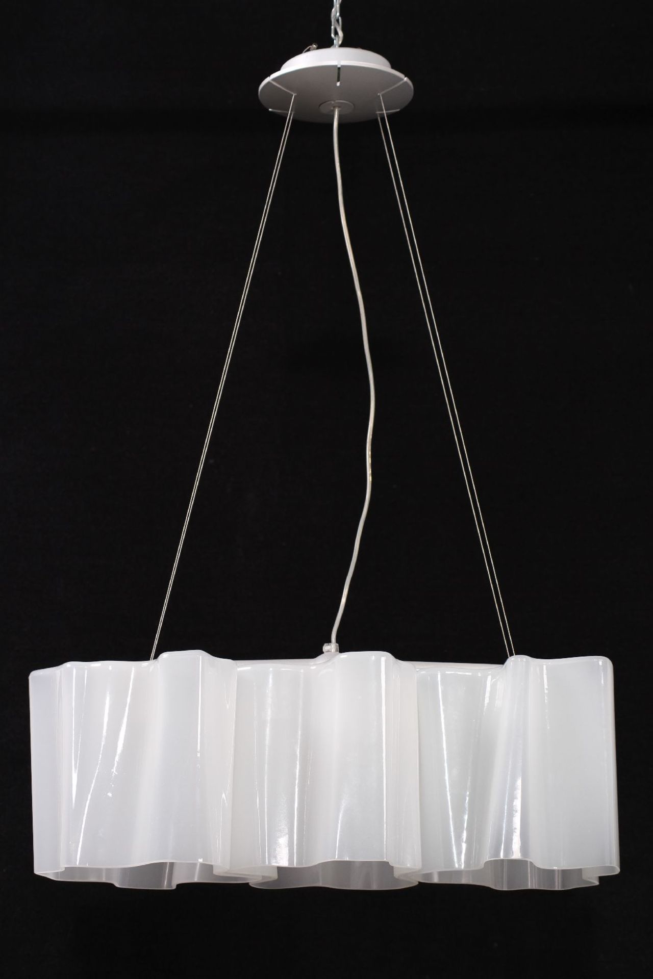 Ceiling Lamp "Artemide" Logico Mini, each 3 lampshades made of glass, hight can be changed, 3