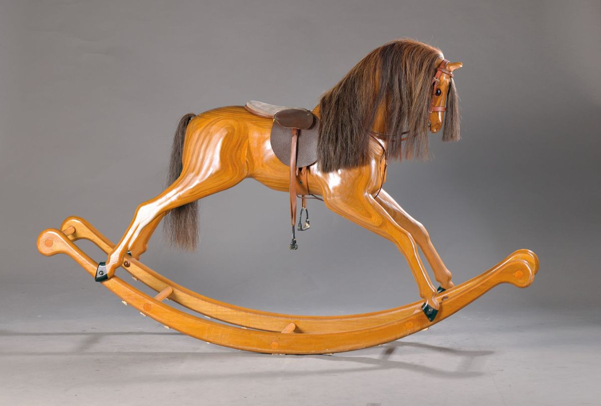 Very large Relko Rocking Horse of 1981, Model 377 S Roland, elaborate handcraft with real mane of