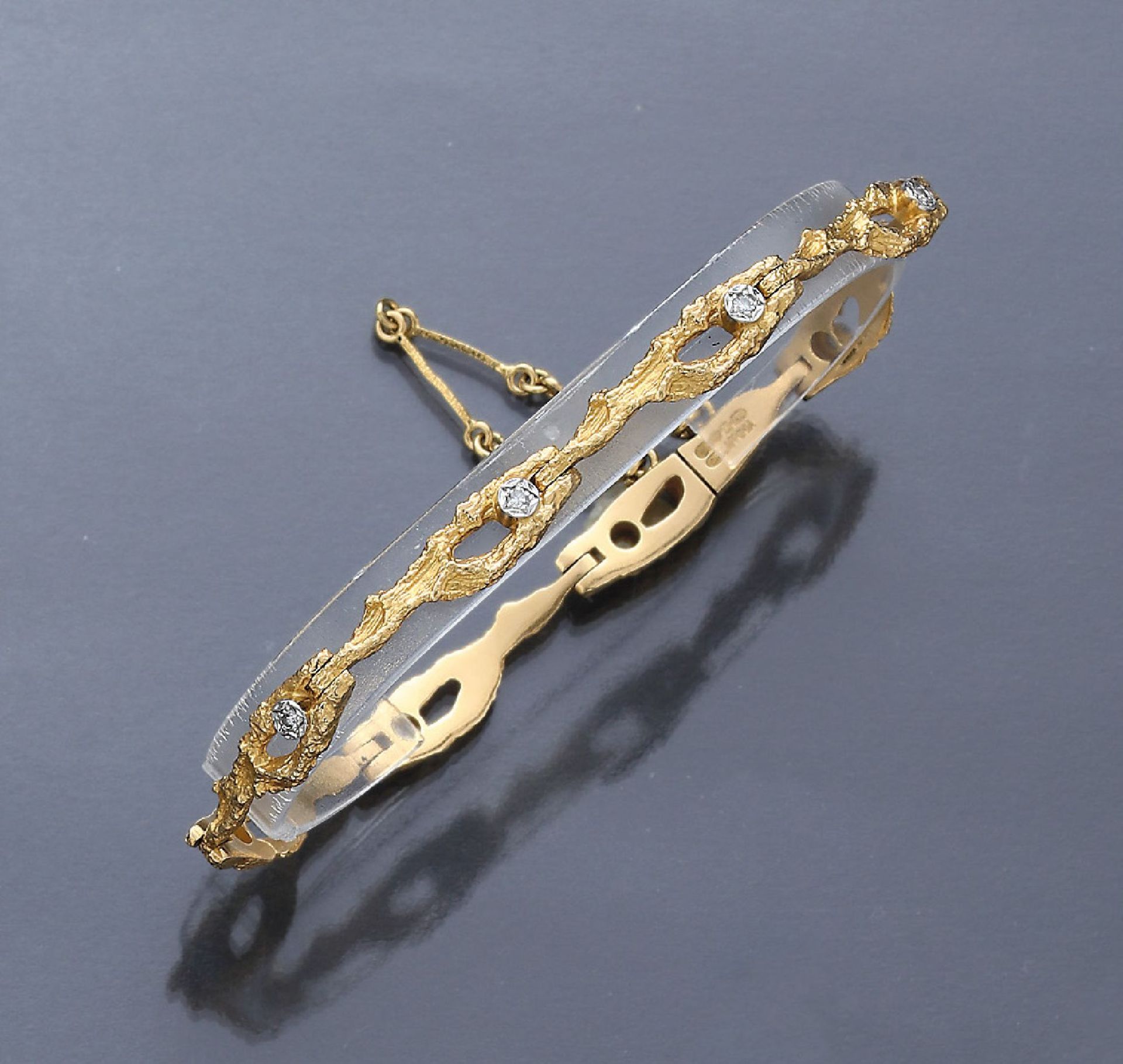 18 kt gold LAPPONIA bracelet with diamonds ,YG 750/000, typ. design, 8 8/8-diamonds in rhod.