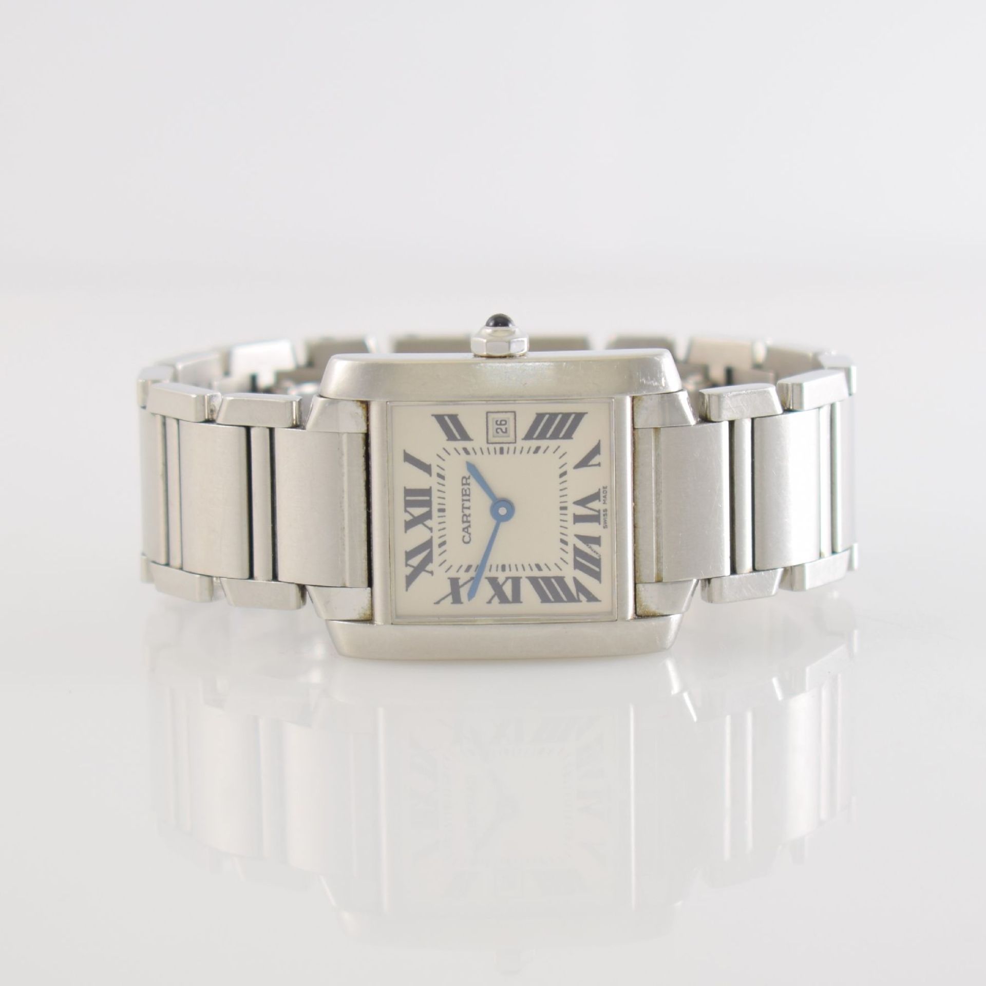 CARTIER Tank Francaise ladies wristwatch in steel, Switzerland around 2000, 4-times screwed down