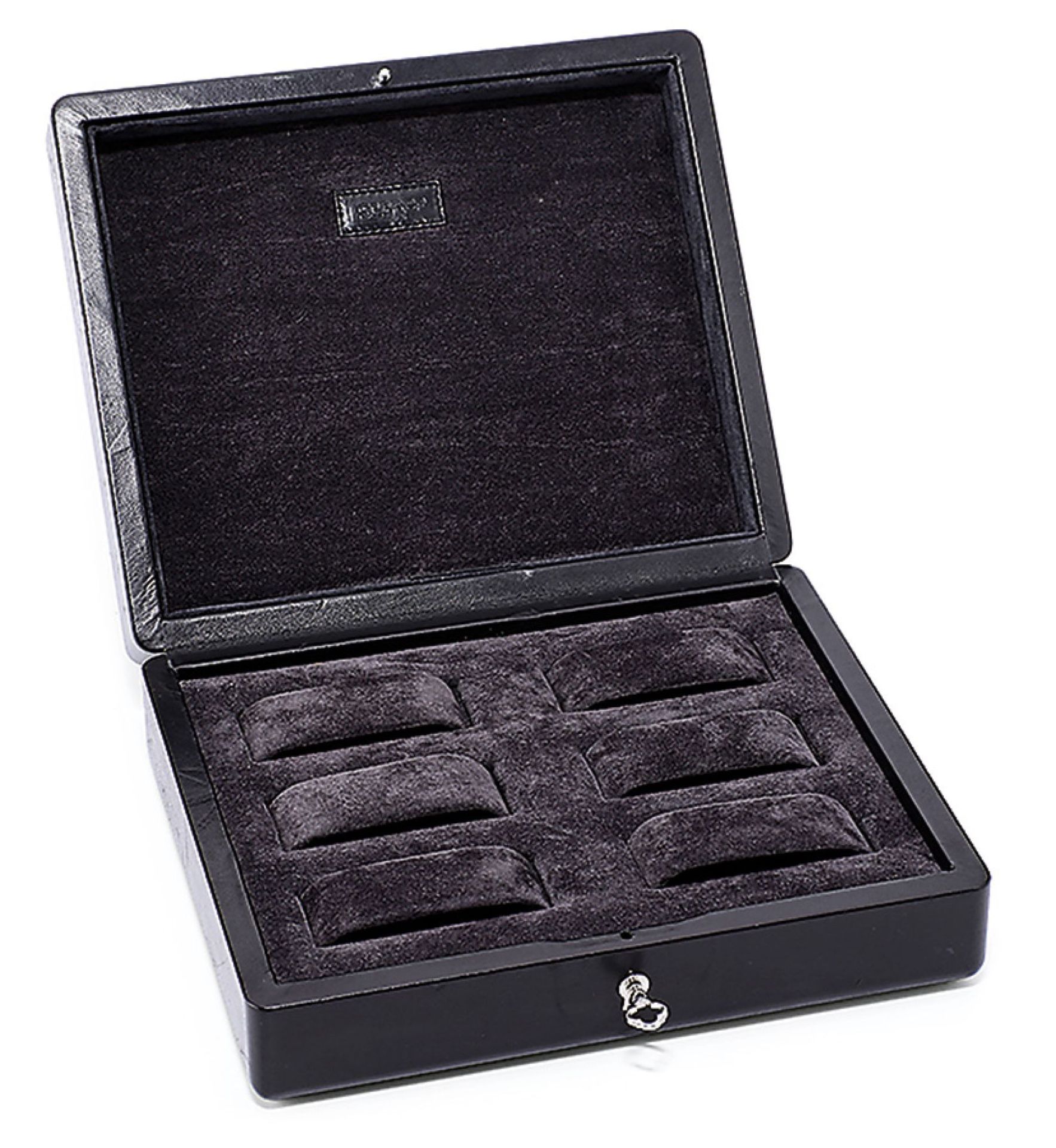 SEEGER watch-collector's box , finest, black lamb nappa, inside anthracite coloured velvet, holder