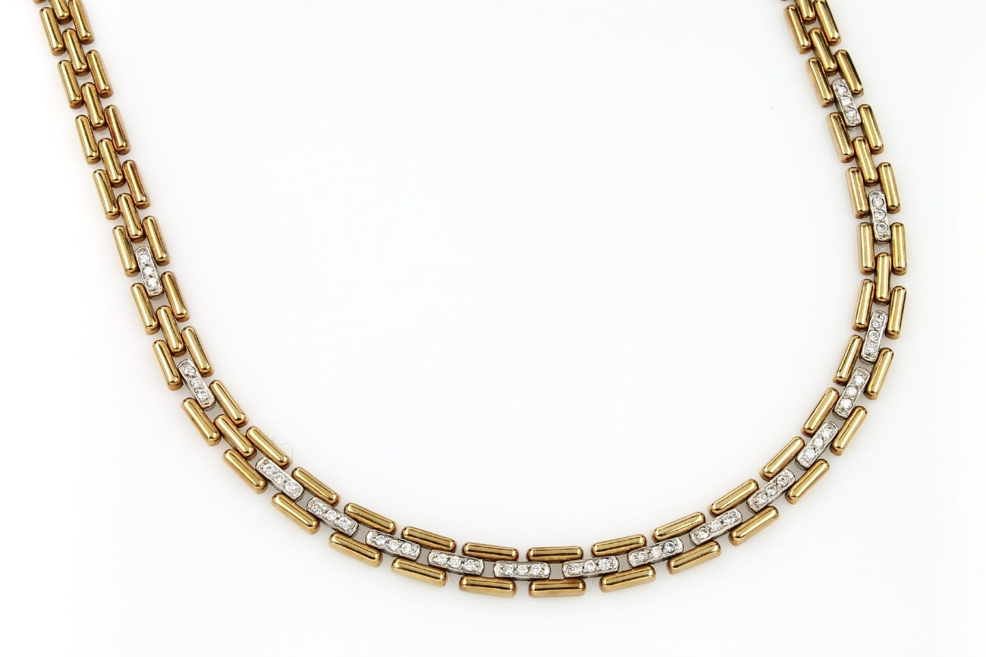 18 kt gold necklace with brilliants , YG 750/000, 48 brilliants total approx. 2.0 ct Wesselton/si,