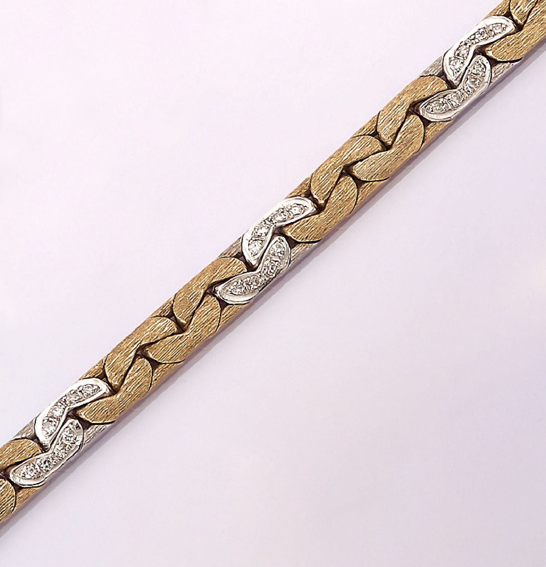 14 kt gold bracelet with diamonds , approx. 42.3 g, YG/WG 585/000, 40 8/8-diamonds total approx. 0.