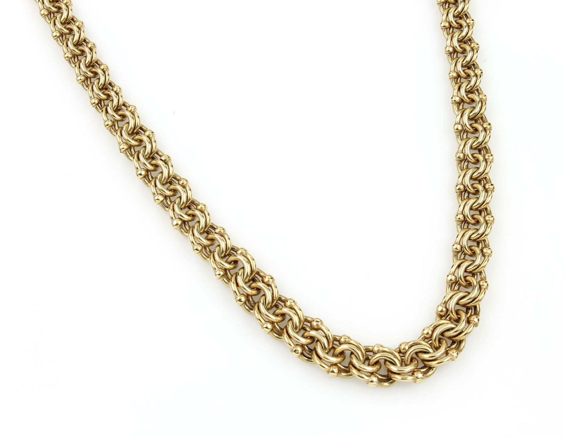 14 kt gold necklace , YG 585/000, l. approx.44.5 cm, case lock with two safety eights, approx. 26.