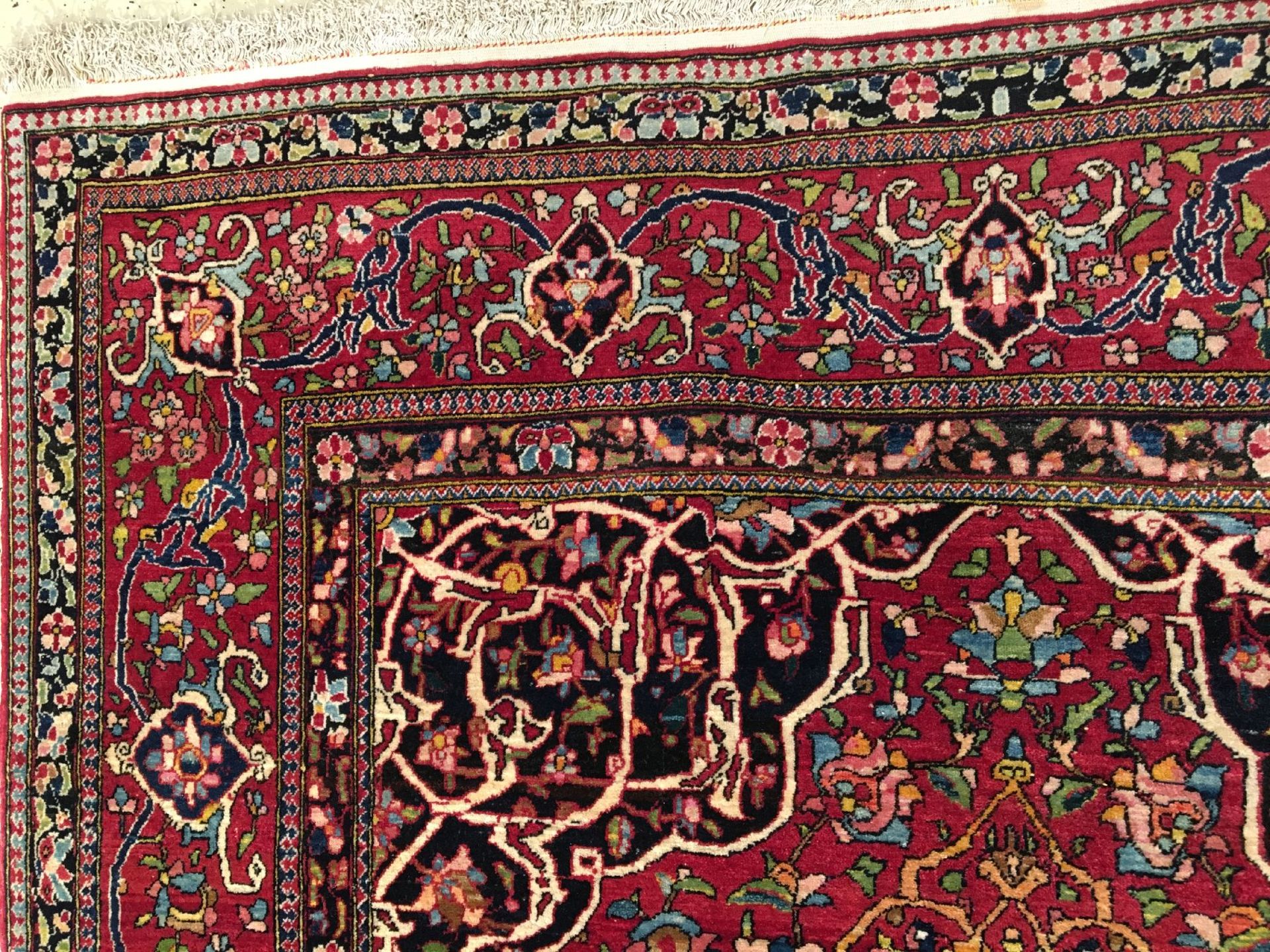 Feiner Esfahan "Ahmad" antik, Zentralpersien, um 1900, Korkwolle geknüpft auf Baumwolle. Feiner - Bild 9 aus 10