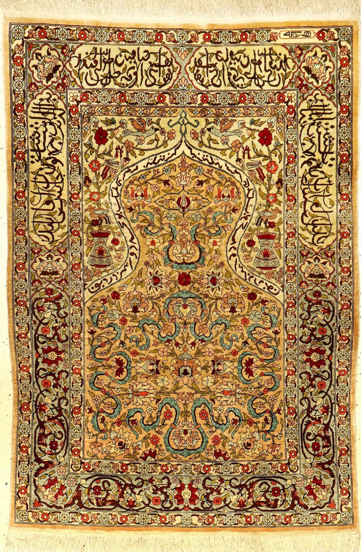 Feiner Seiden Hereke alt (Signiert) "Kum Kapi Design", Türkei, um 1950/1960, reine Naturseide.