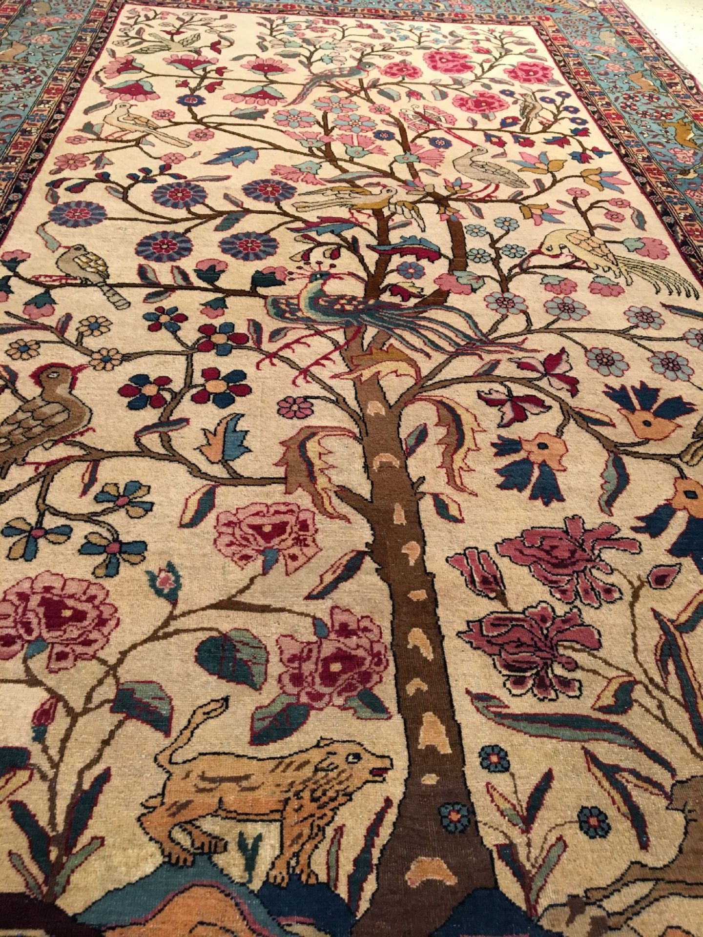 Feiner Teheran antik (Lebensbaum), Zentralpersien, um 1900, Korkwolle geknüpft auf Baumwolle. - Bild 2 aus 10