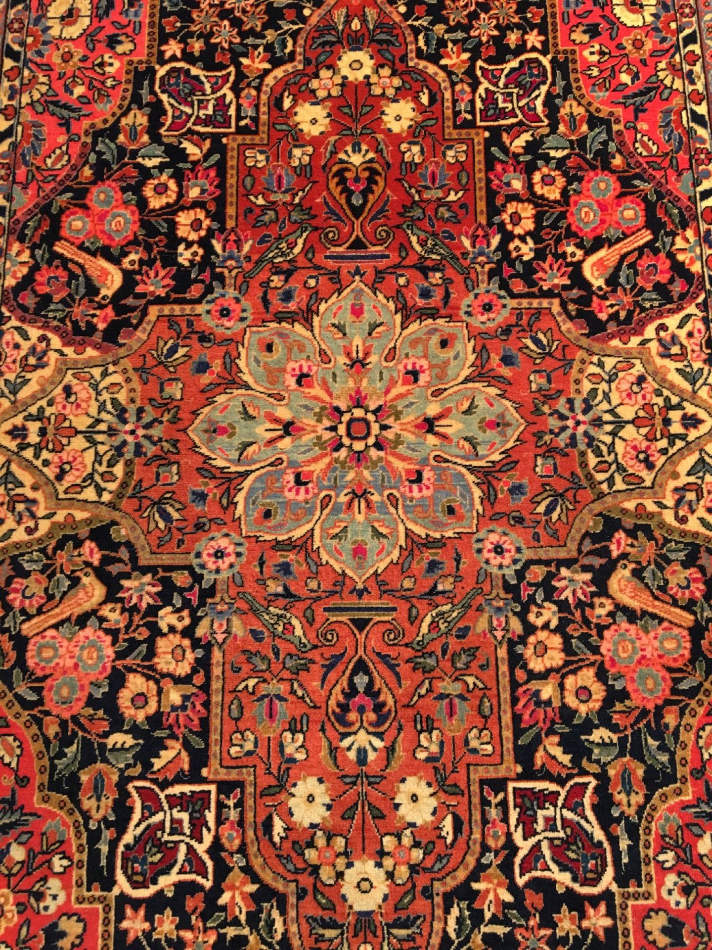 Feiner Ghaswin antik, Zentralpersien, um 1910, Korkwolle geknüpft auf Baumwolle. Ein kunstvolles - Bild 4 aus 10