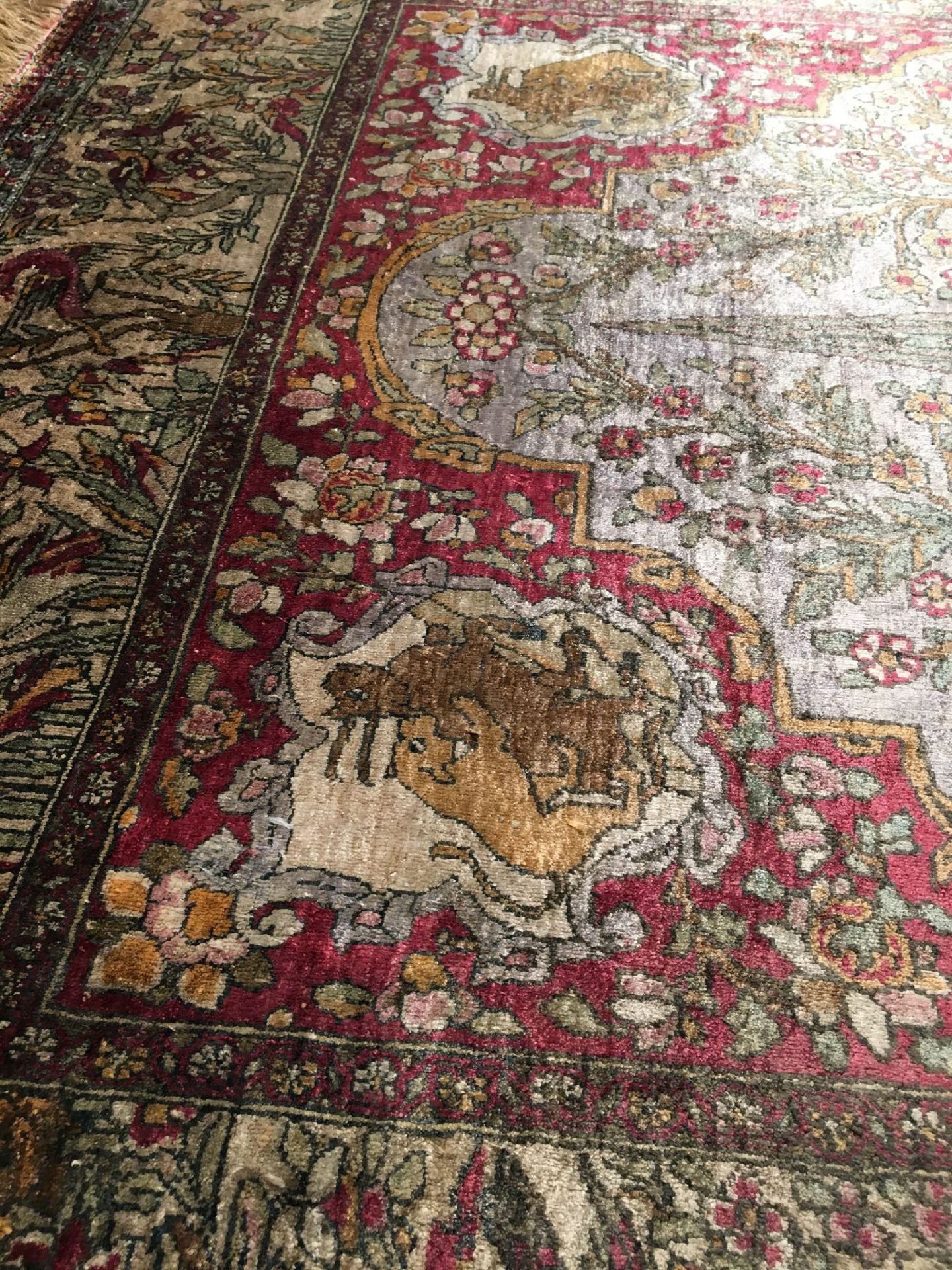 Seltener feiner Seiden Esfahan "Ahmad" antik (Zypressen Design), Zentralpersien, 19.Jhd., reine - Bild 6 aus 8
