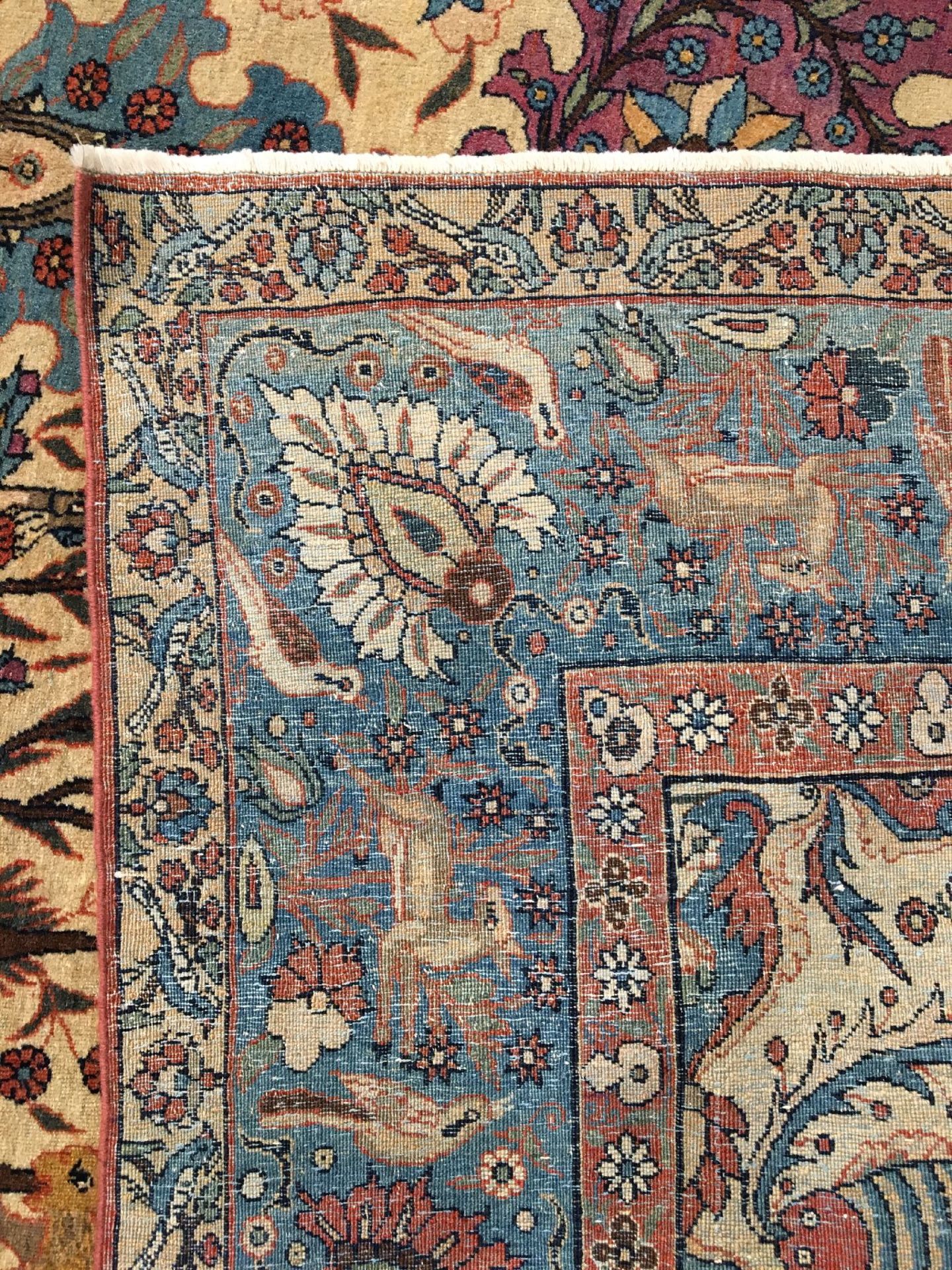 Seltener großer Teheran antik, Zentralpersien, 19.Jhd., Korkwolle geknüpft auf Baumwolle. Großer - Bild 10 aus 10
