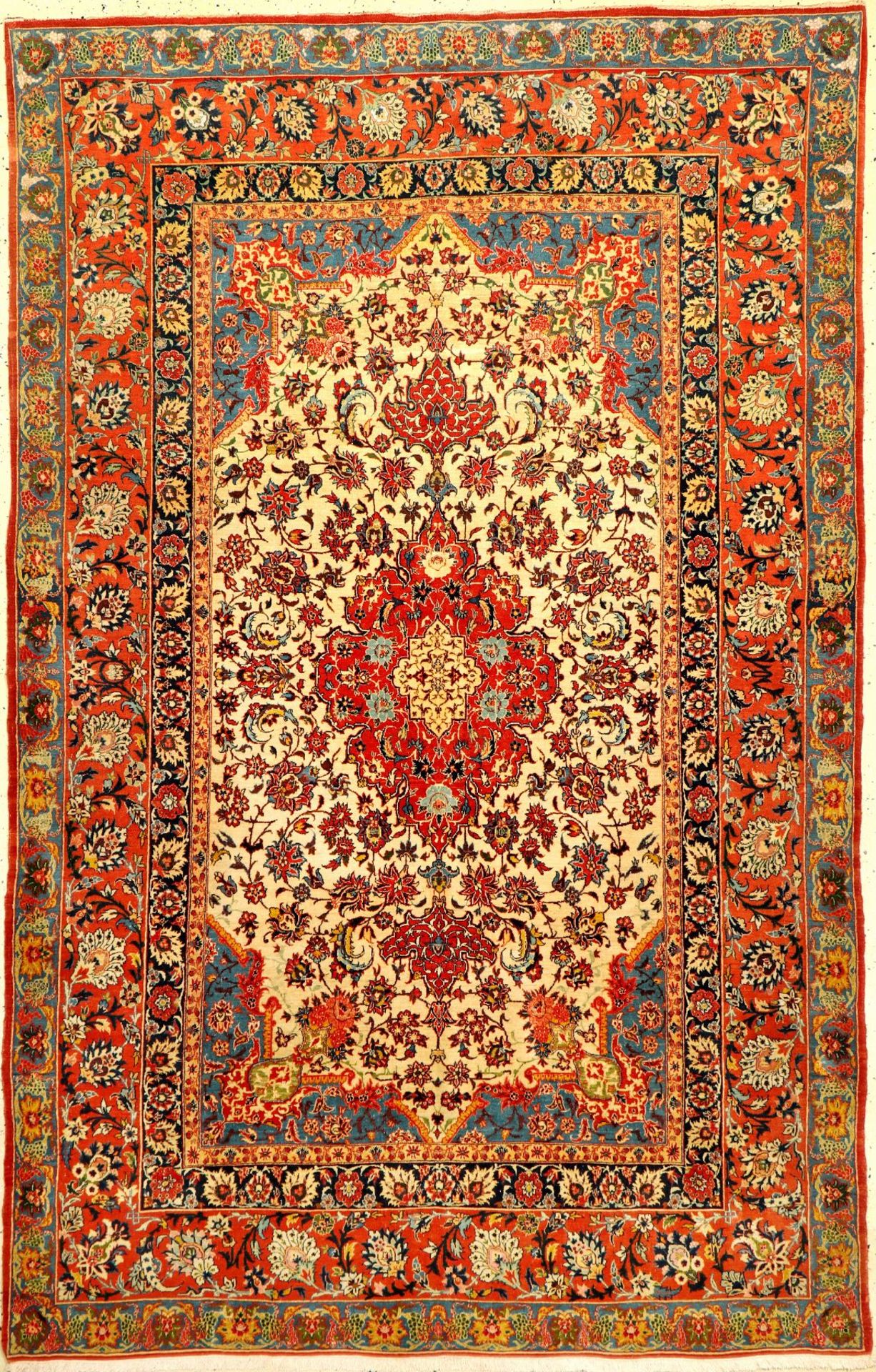 Sehr feiner Esfahan alt (Part-Silk), Zentralpersien, um 1910/1920, Korkwolle mit Seiden-Highlights