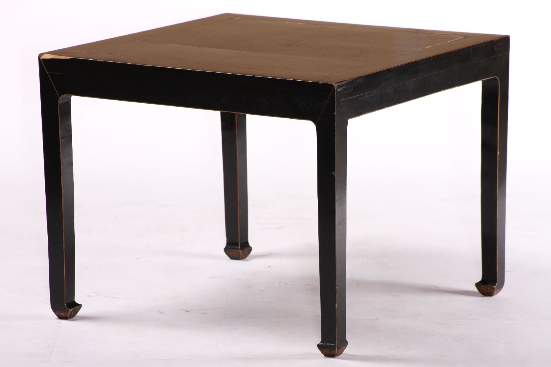 Side Table, China, wood, coloured black, shrinkage cracks, traces of use, approx. 51x65x65 cm