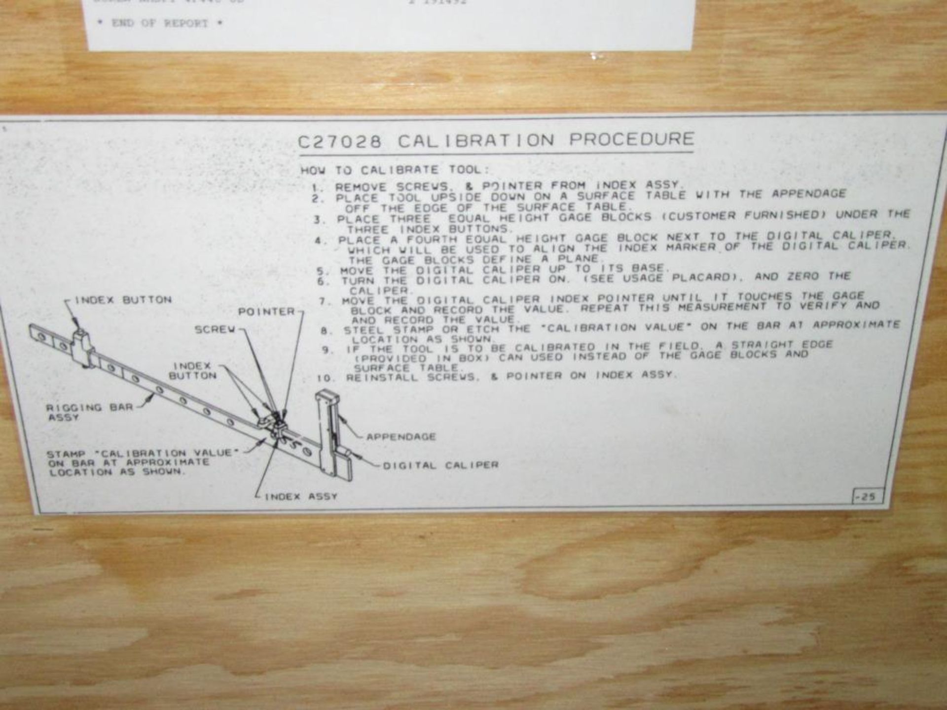 C27028-21 Elevator Tab Rigging Fixture. S/N NA. ID # ART1563. HIT ...