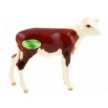 Porseleinen beeld: Hereford Calf, model 1249E, gemerkt Beswick, in originele doos -7,0 cm hoog-