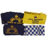 Lot Civil Defence armbanden, meest oorlogs met 'Kings Crown''